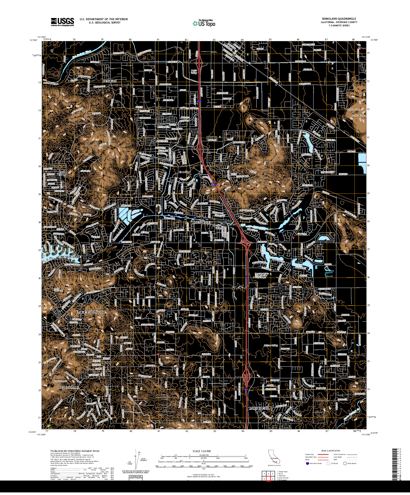 US TOPO 7.5-MINUTE MAP FOR ROMOLAND, CA