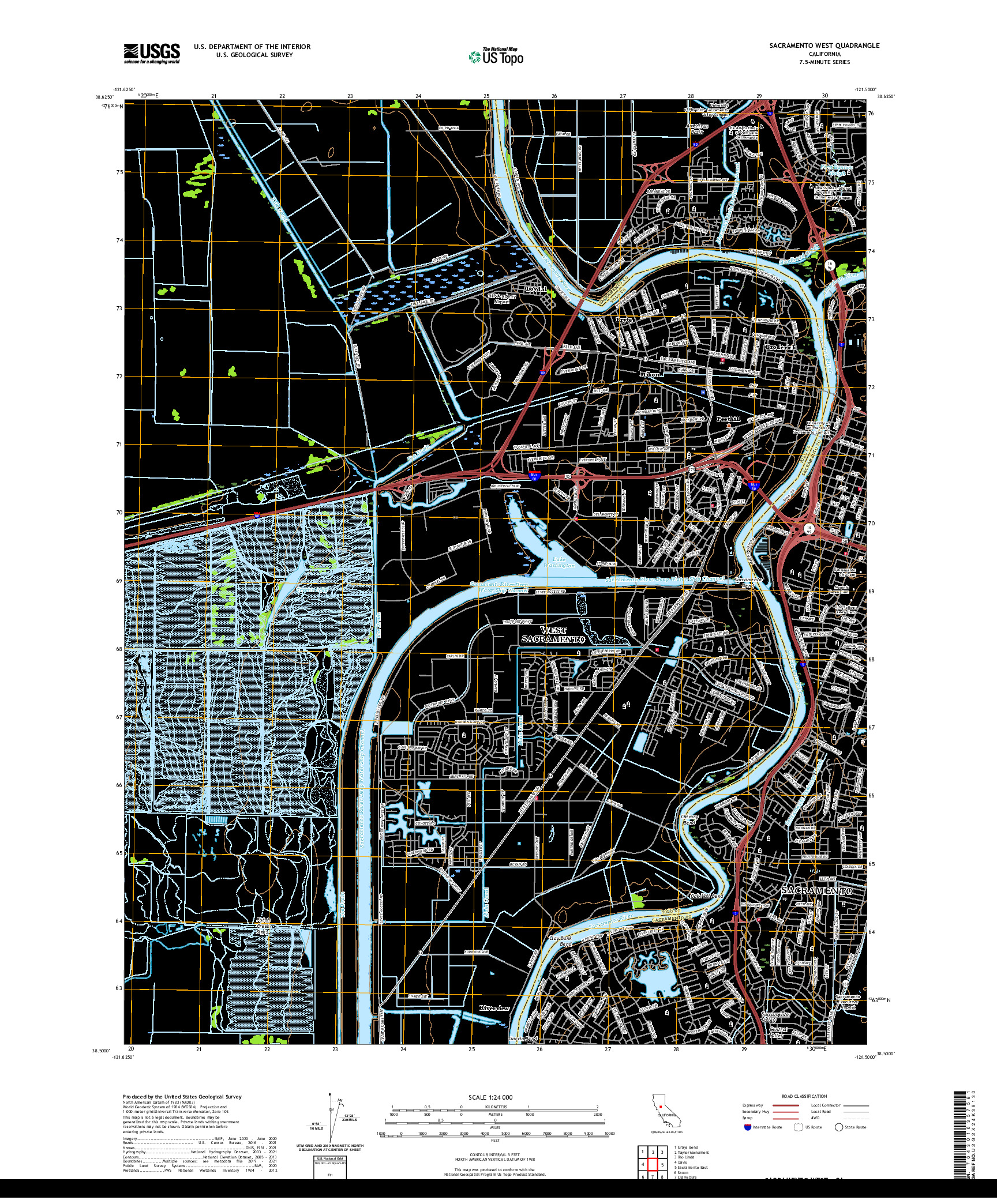 US TOPO 7.5-MINUTE MAP FOR SACRAMENTO WEST, CA