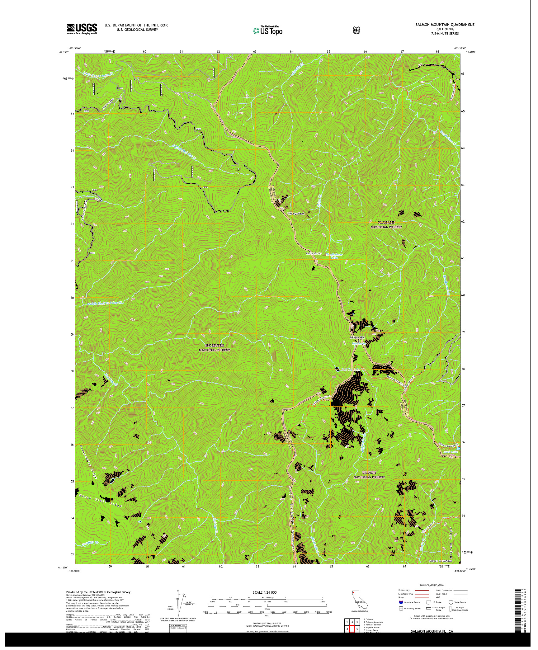 US TOPO 7.5-MINUTE MAP FOR SALMON MOUNTAIN, CA