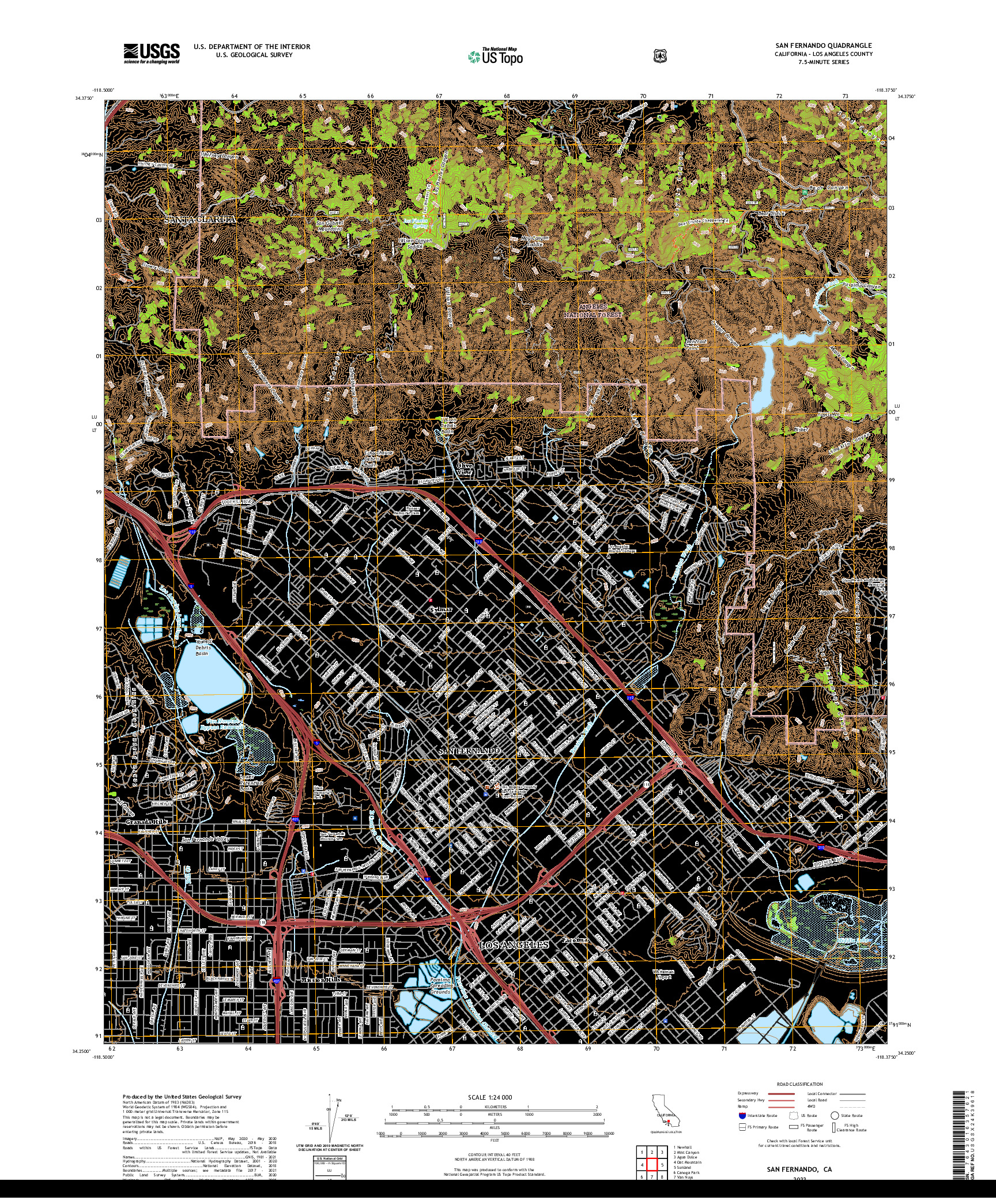 US TOPO 7.5-MINUTE MAP FOR SAN FERNANDO, CA