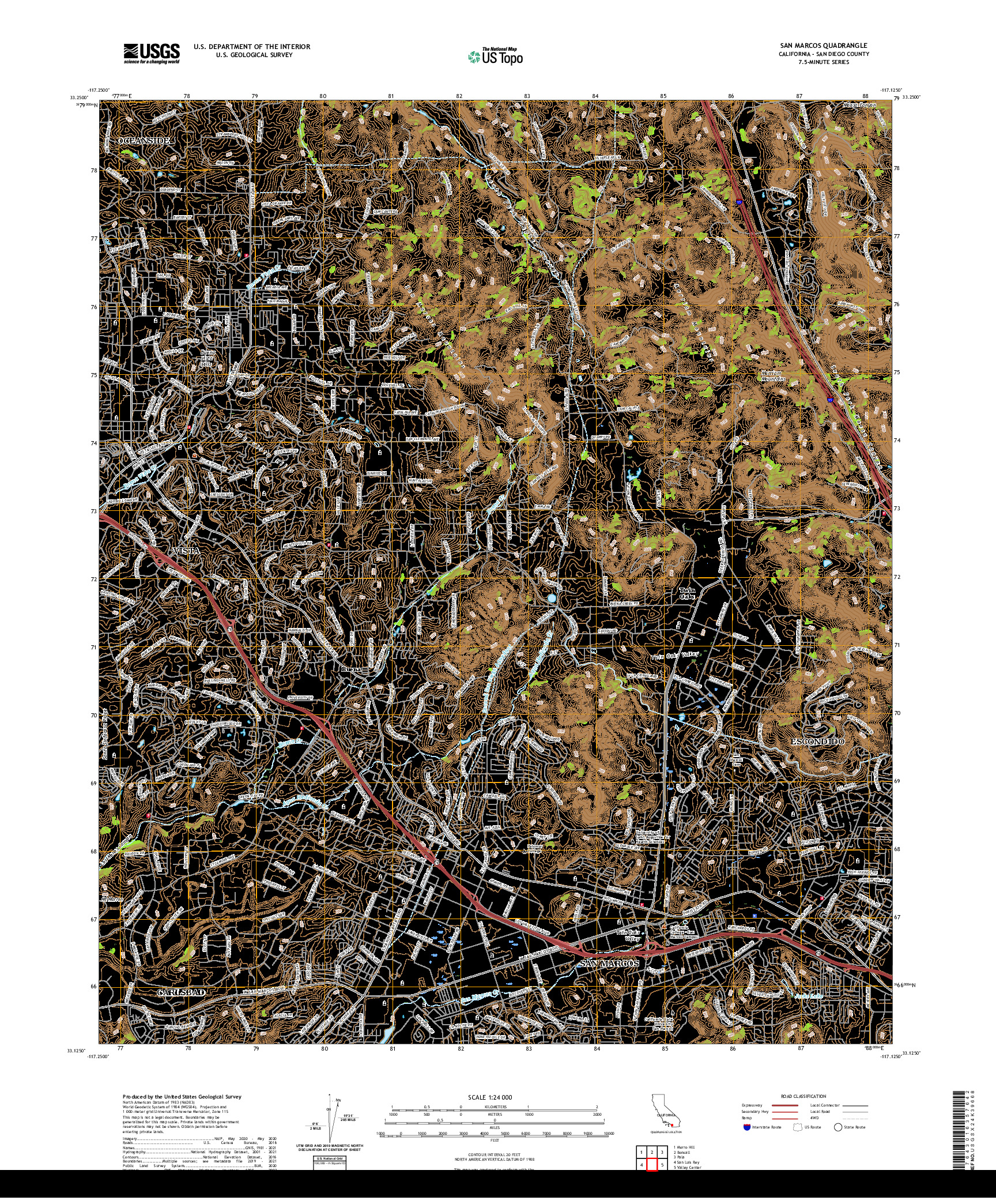 US TOPO 7.5-MINUTE MAP FOR SAN MARCOS, CA