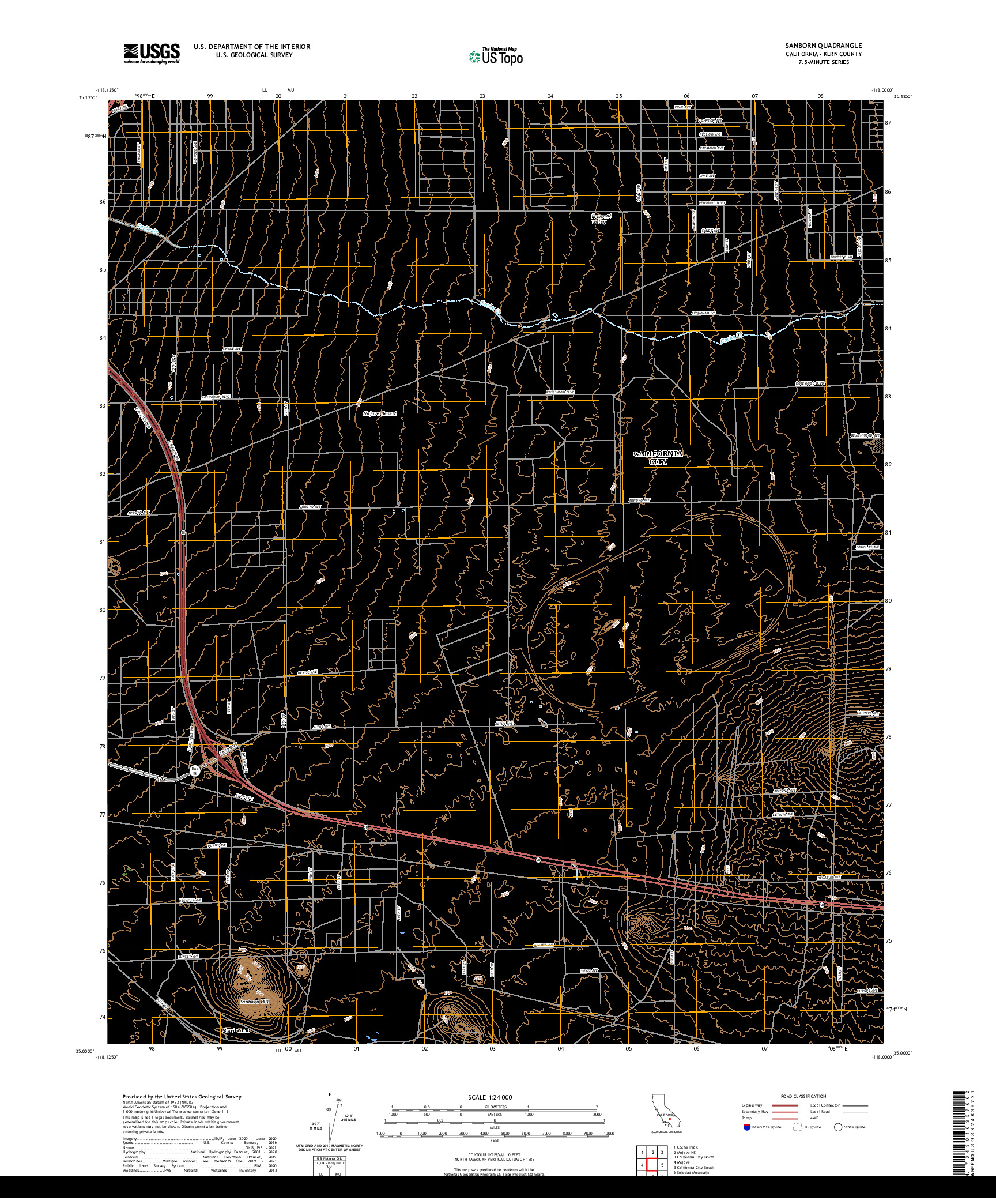 US TOPO 7.5-MINUTE MAP FOR SANBORN, CA