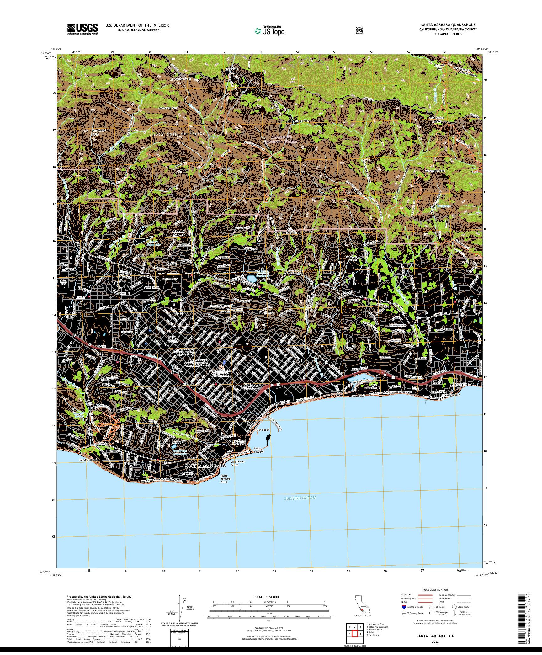 US TOPO 7.5-MINUTE MAP FOR SANTA BARBARA, CA