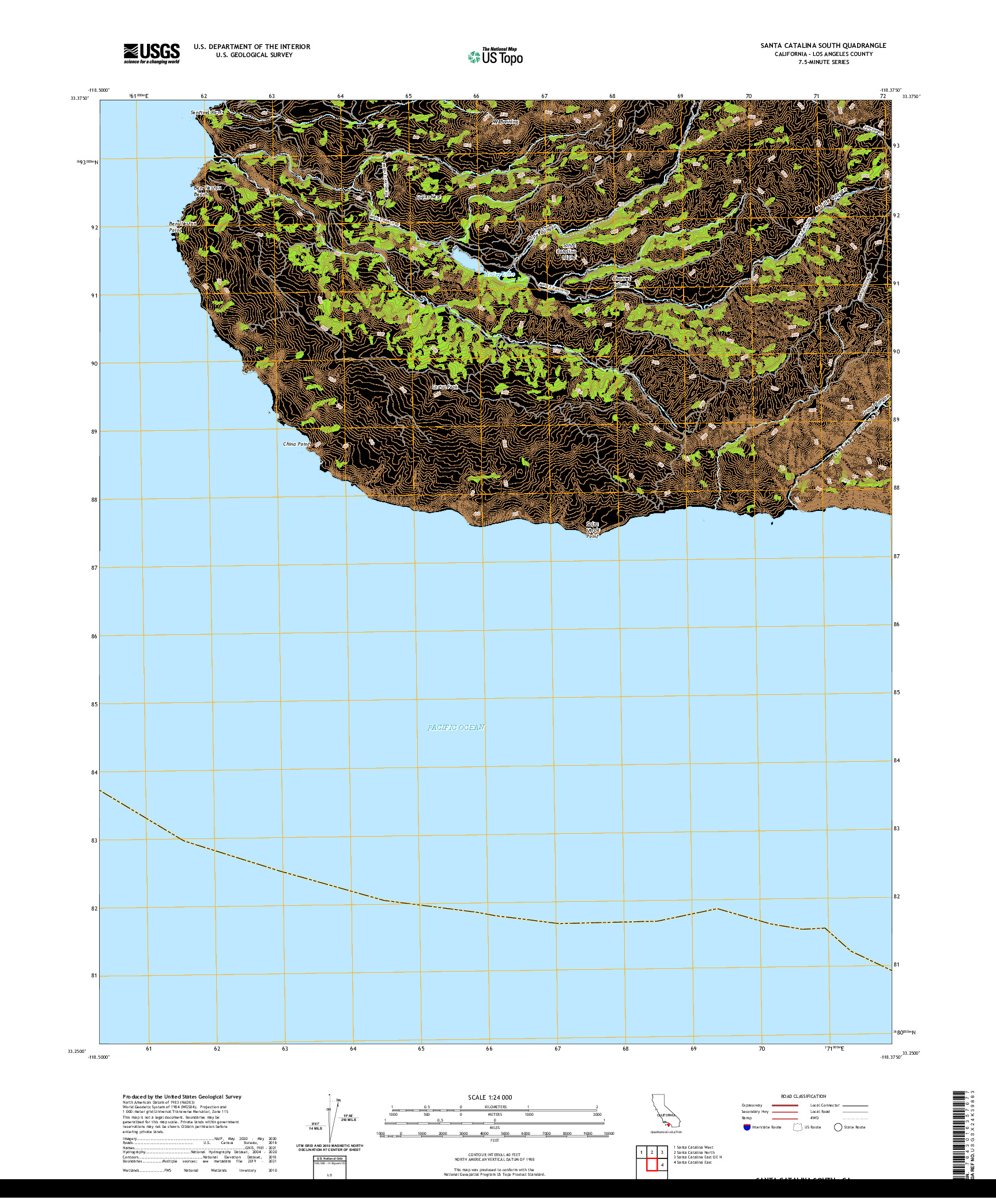 US TOPO 7.5-MINUTE MAP FOR SANTA CATALINA SOUTH, CA