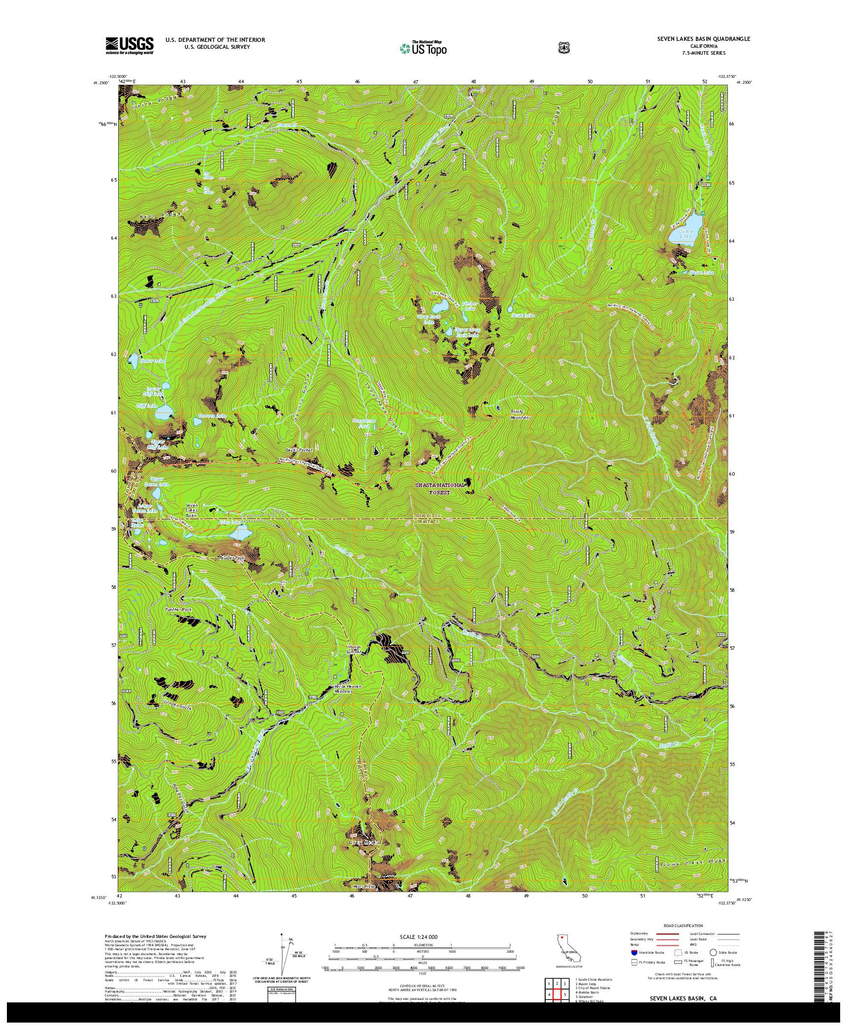US TOPO 7.5-MINUTE MAP FOR SEVEN LAKES BASIN, CA