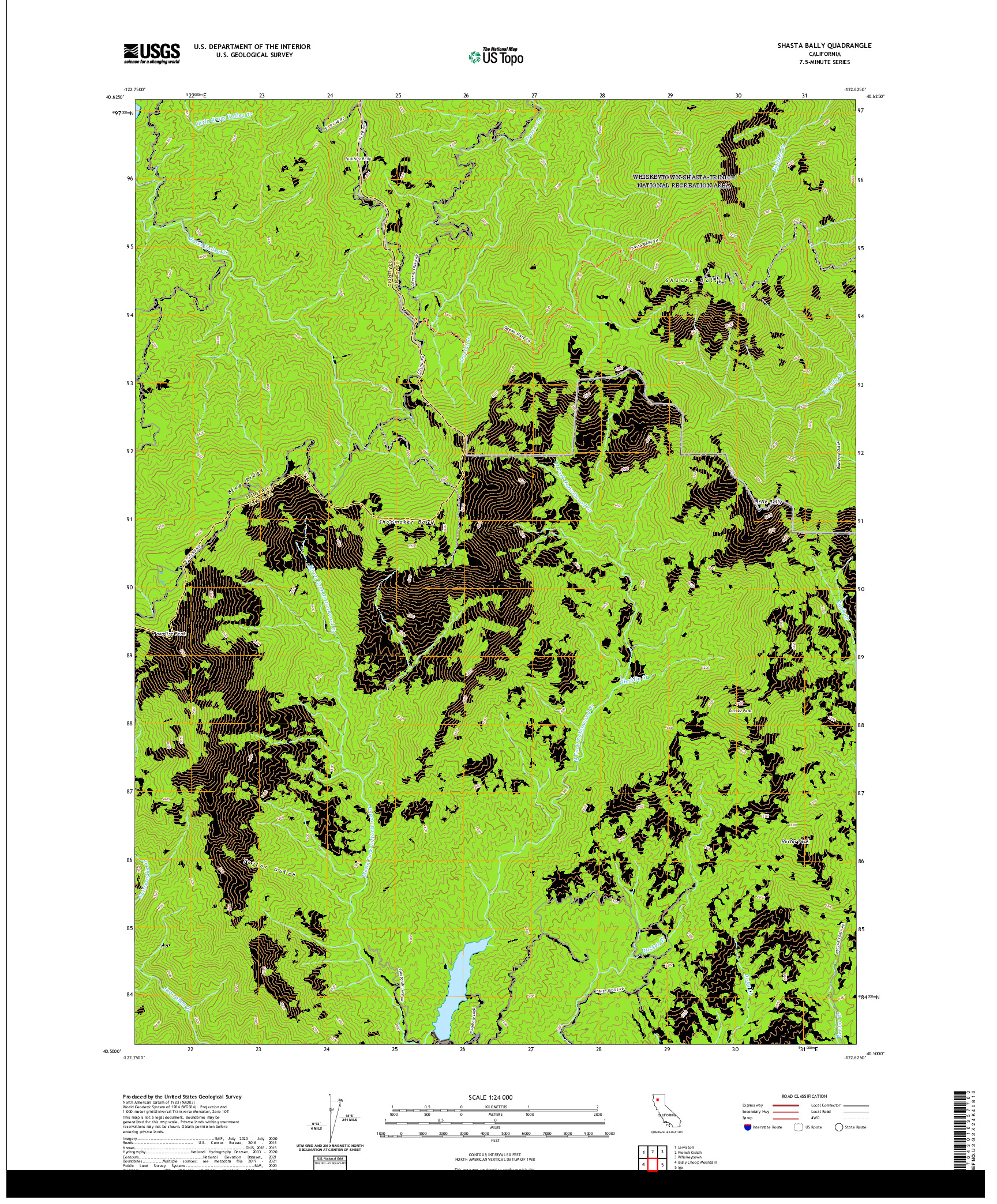 US TOPO 7.5-MINUTE MAP FOR SHASTA BALLY, CA