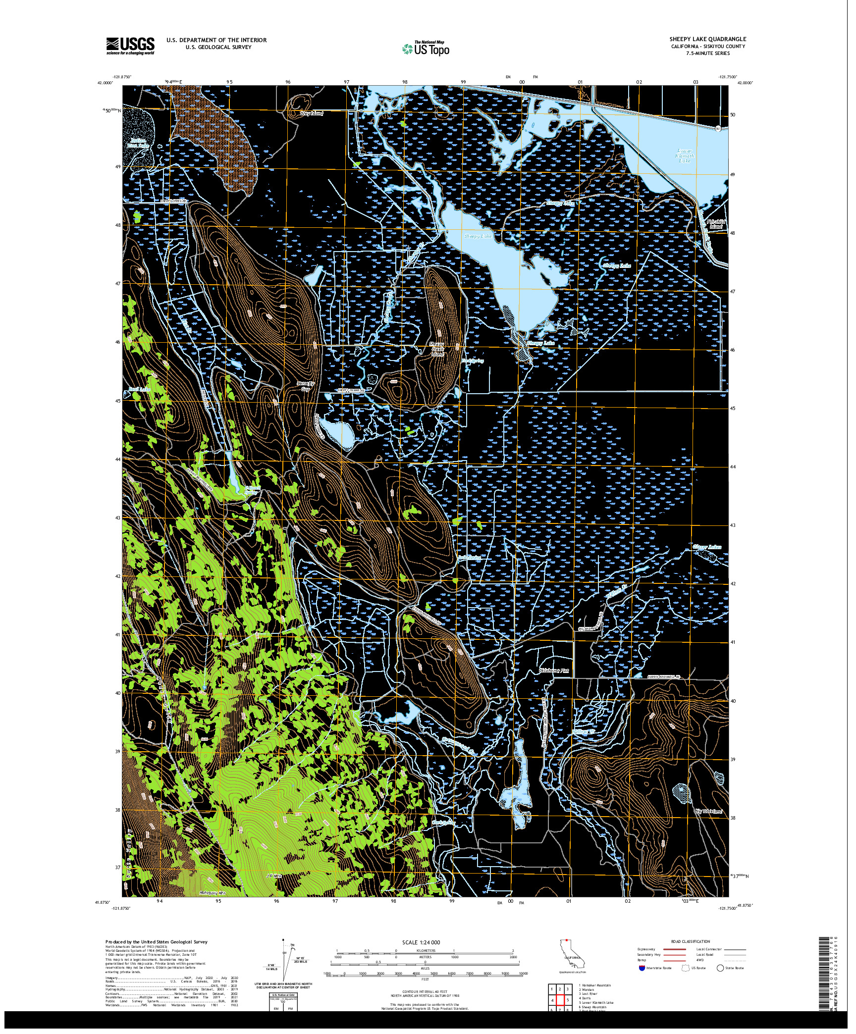 US TOPO 7.5-MINUTE MAP FOR SHEEPY LAKE, CA