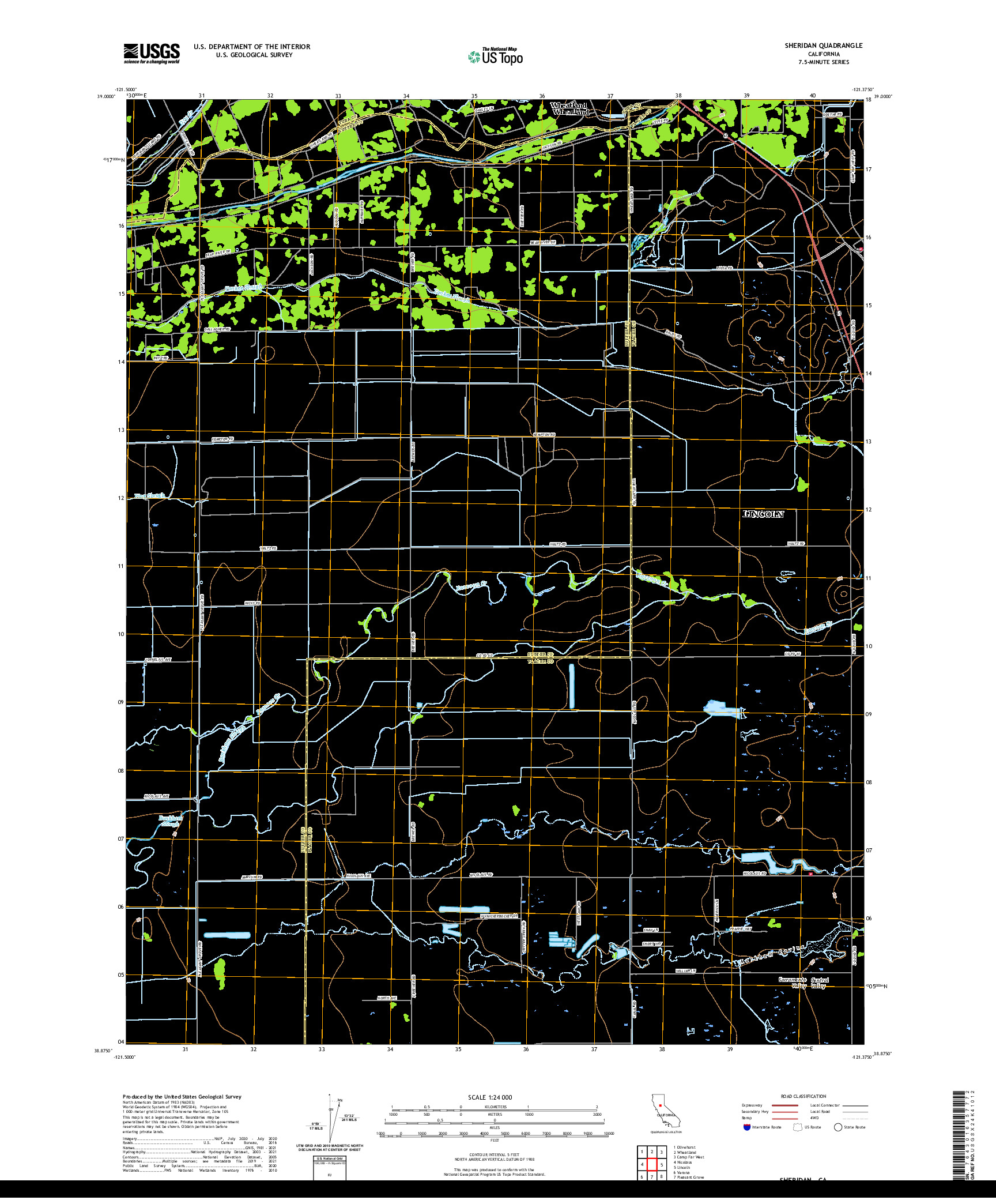 US TOPO 7.5-MINUTE MAP FOR SHERIDAN, CA