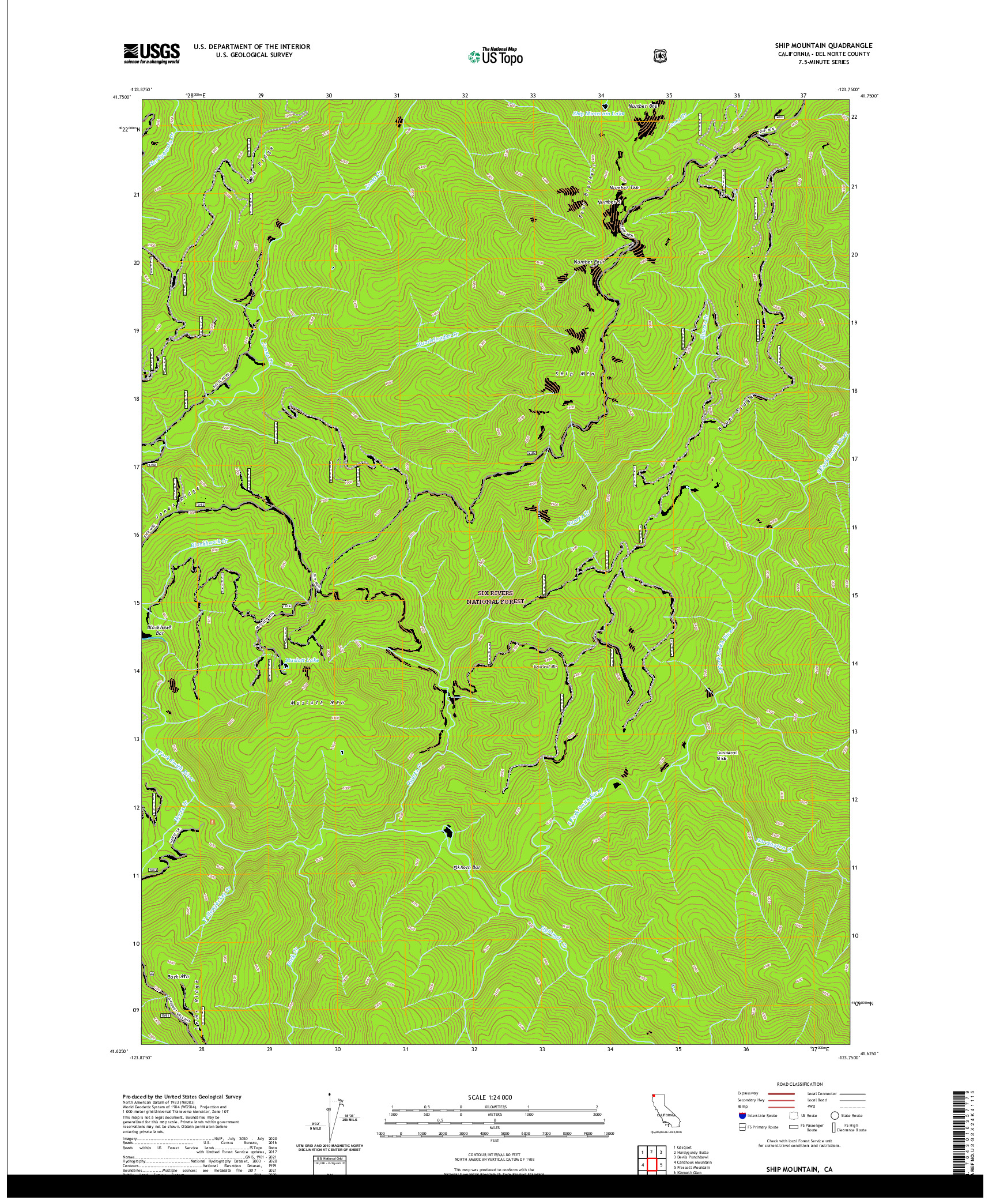 US TOPO 7.5-MINUTE MAP FOR SHIP MOUNTAIN, CA