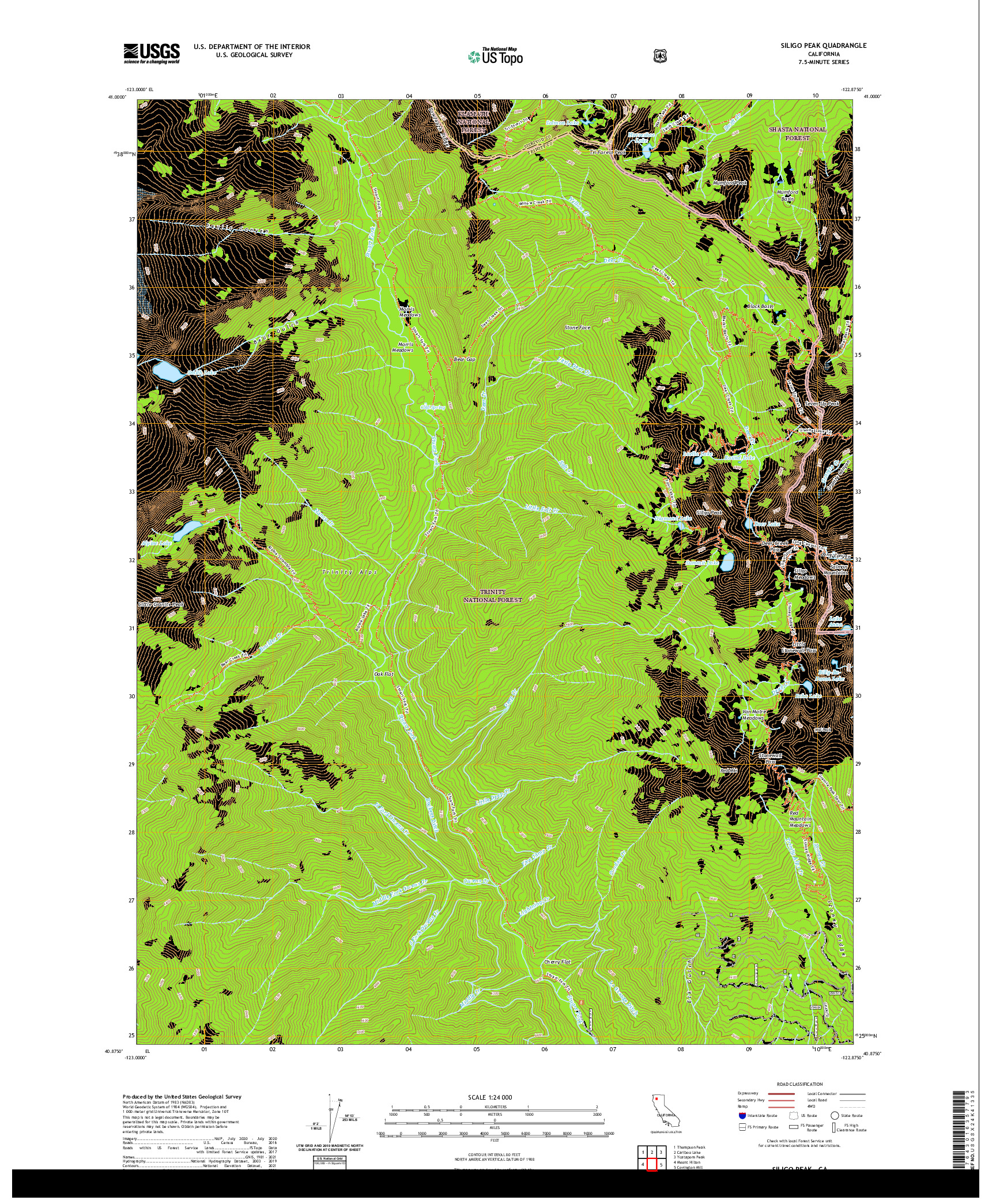 US TOPO 7.5-MINUTE MAP FOR SILIGO PEAK, CA