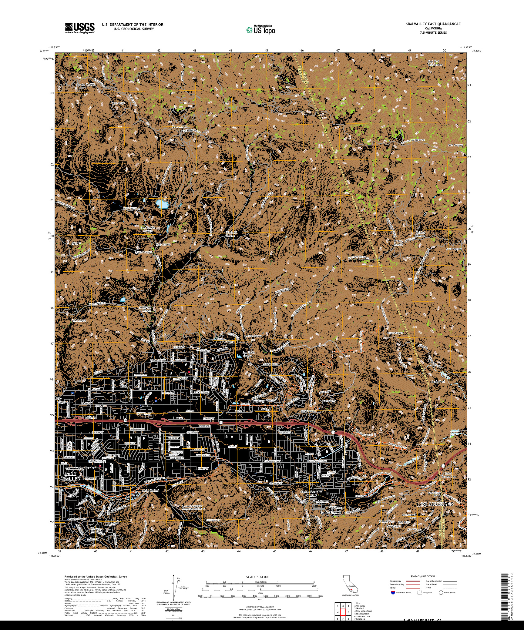 US TOPO 7.5-MINUTE MAP FOR SIMI VALLEY EAST, CA