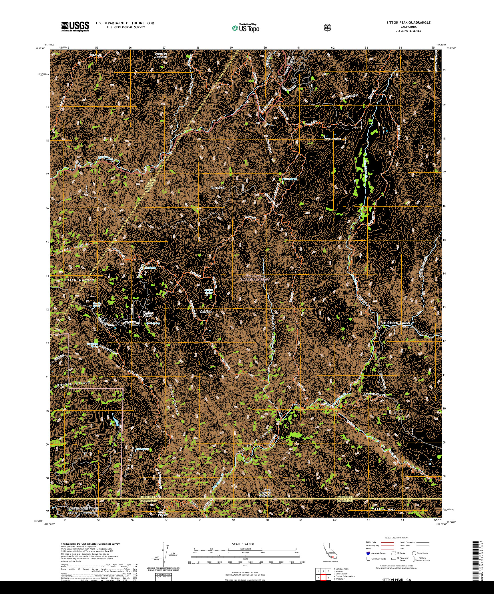 US TOPO 7.5-MINUTE MAP FOR SITTON PEAK, CA