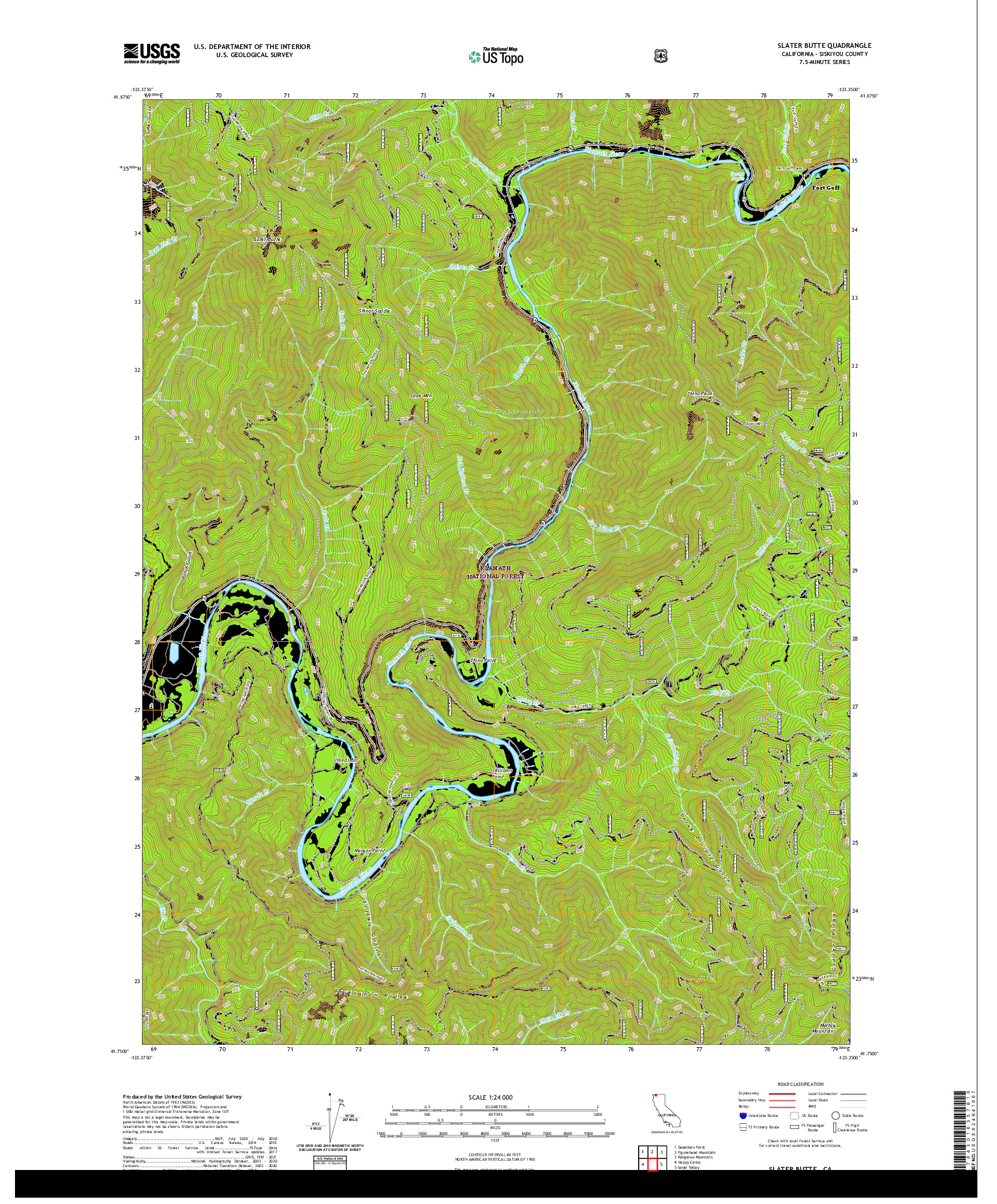 US TOPO 7.5-MINUTE MAP FOR SLATER BUTTE, CA