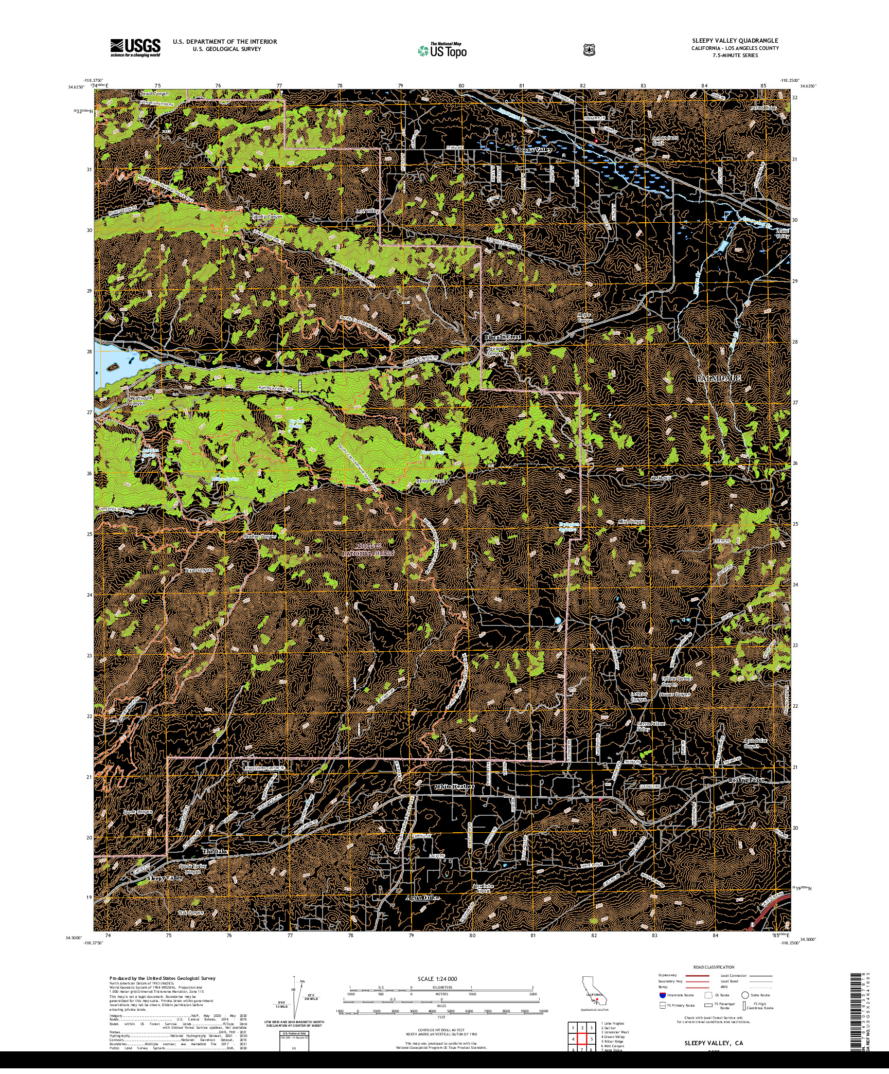 US TOPO 7.5-MINUTE MAP FOR SLEEPY VALLEY, CA