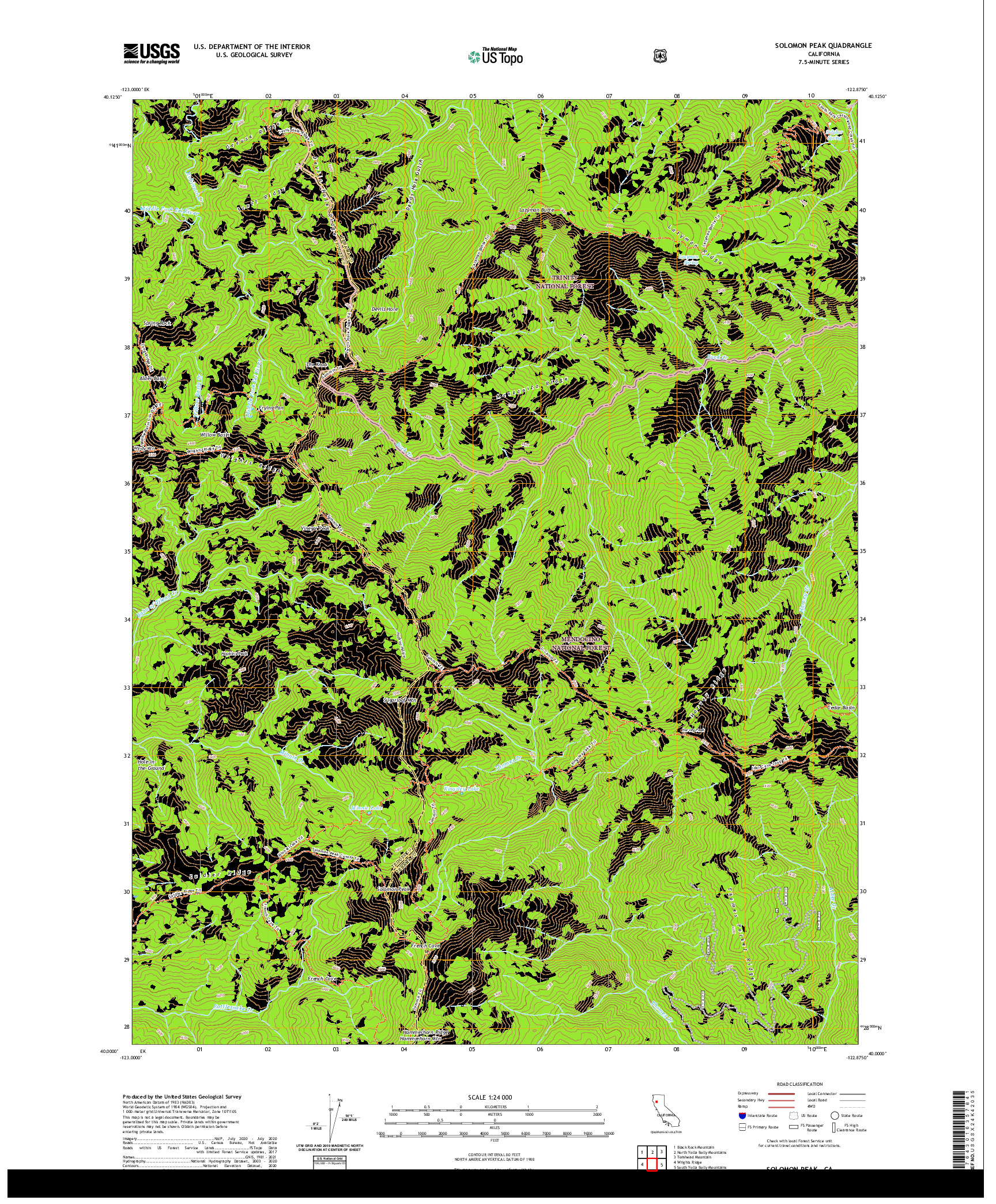 US TOPO 7.5-MINUTE MAP FOR SOLOMON PEAK, CA