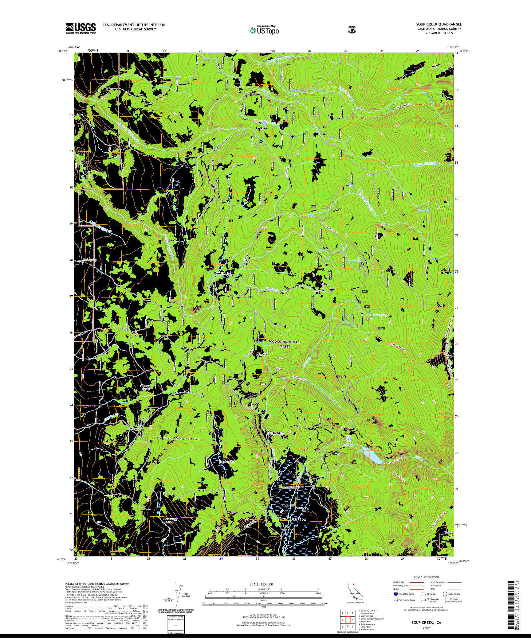 US TOPO 7.5-MINUTE MAP FOR SOUP CREEK, CA