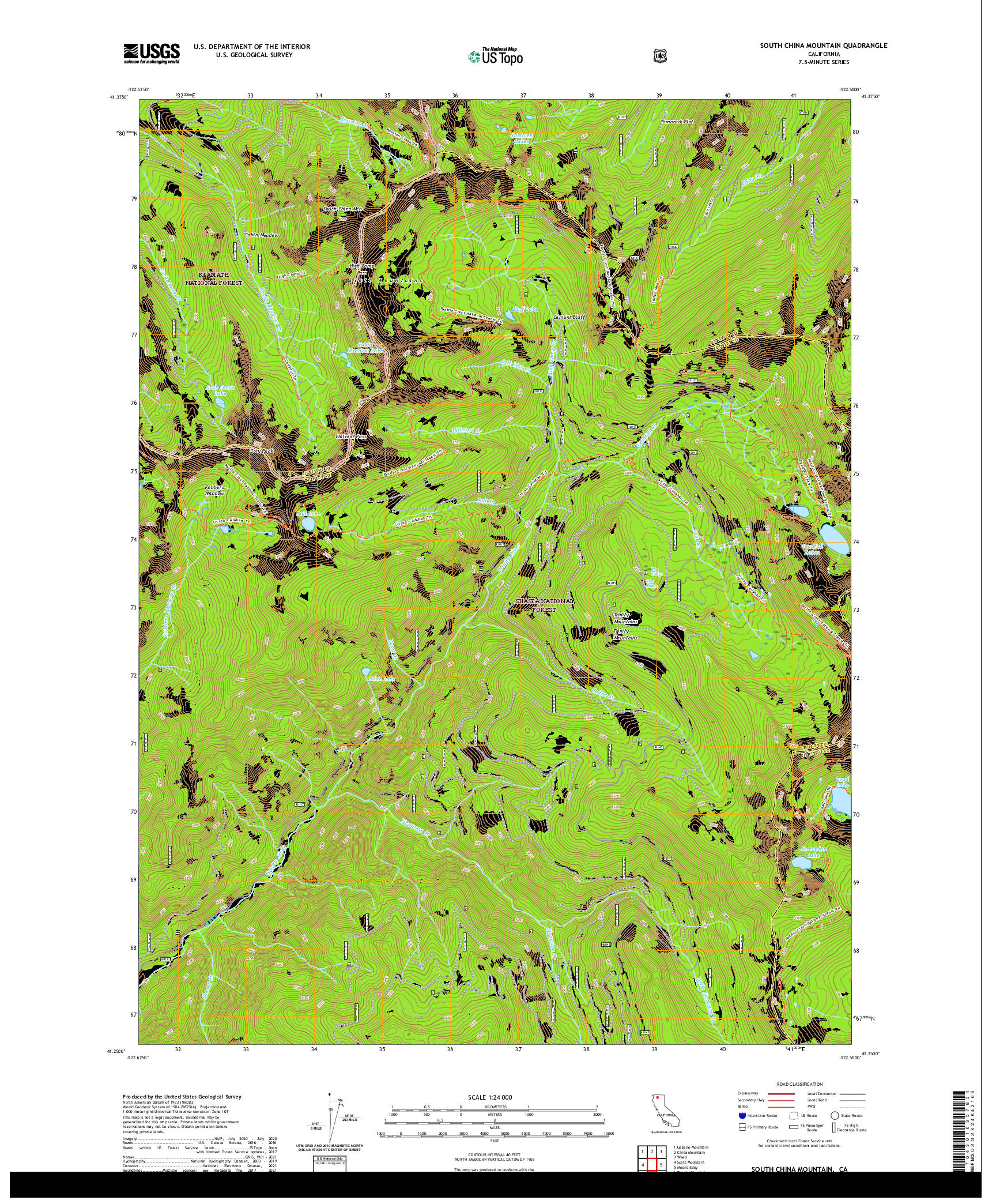 US TOPO 7.5-MINUTE MAP FOR SOUTH CHINA MOUNTAIN, CA