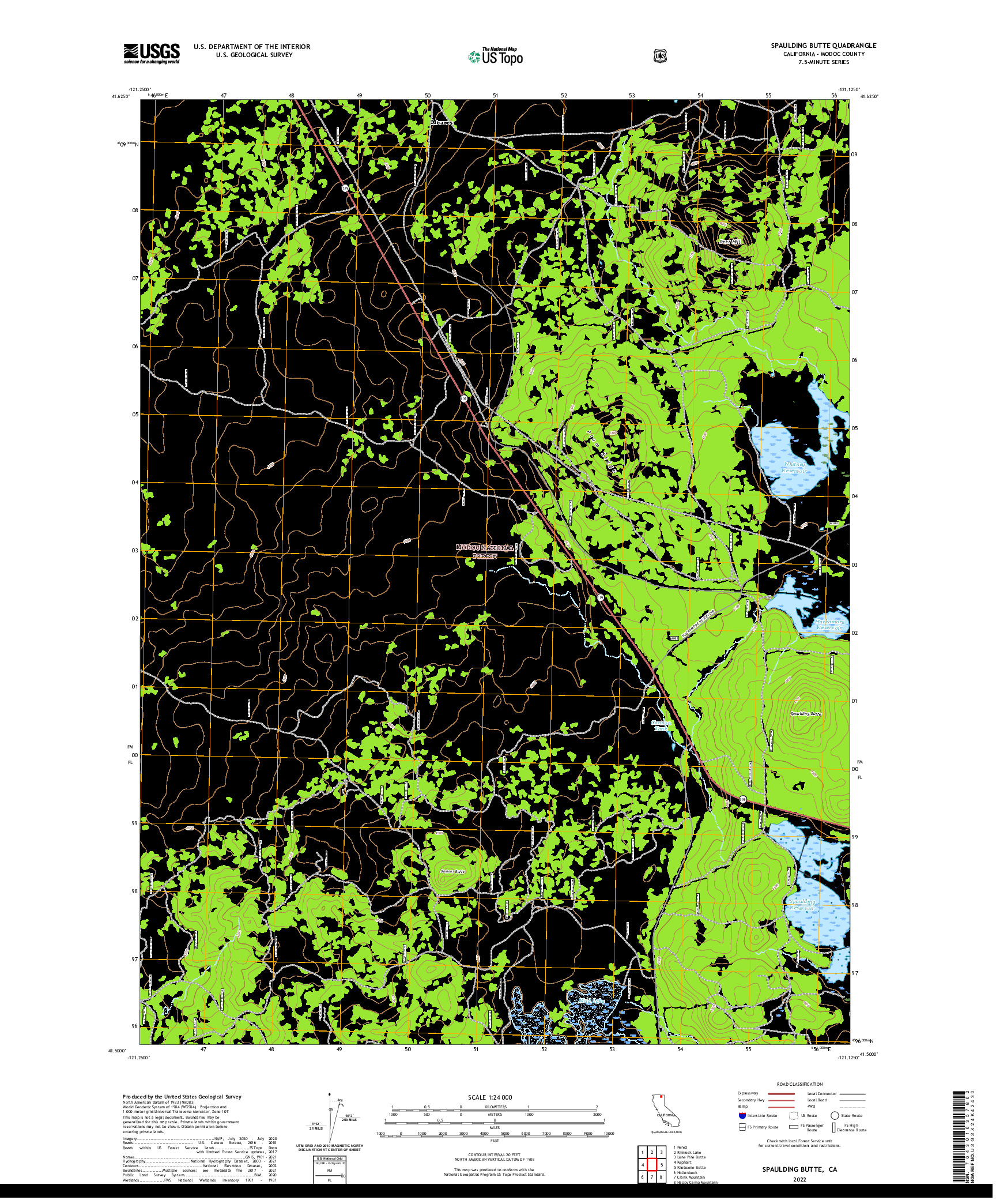 US TOPO 7.5-MINUTE MAP FOR SPAULDING BUTTE, CA