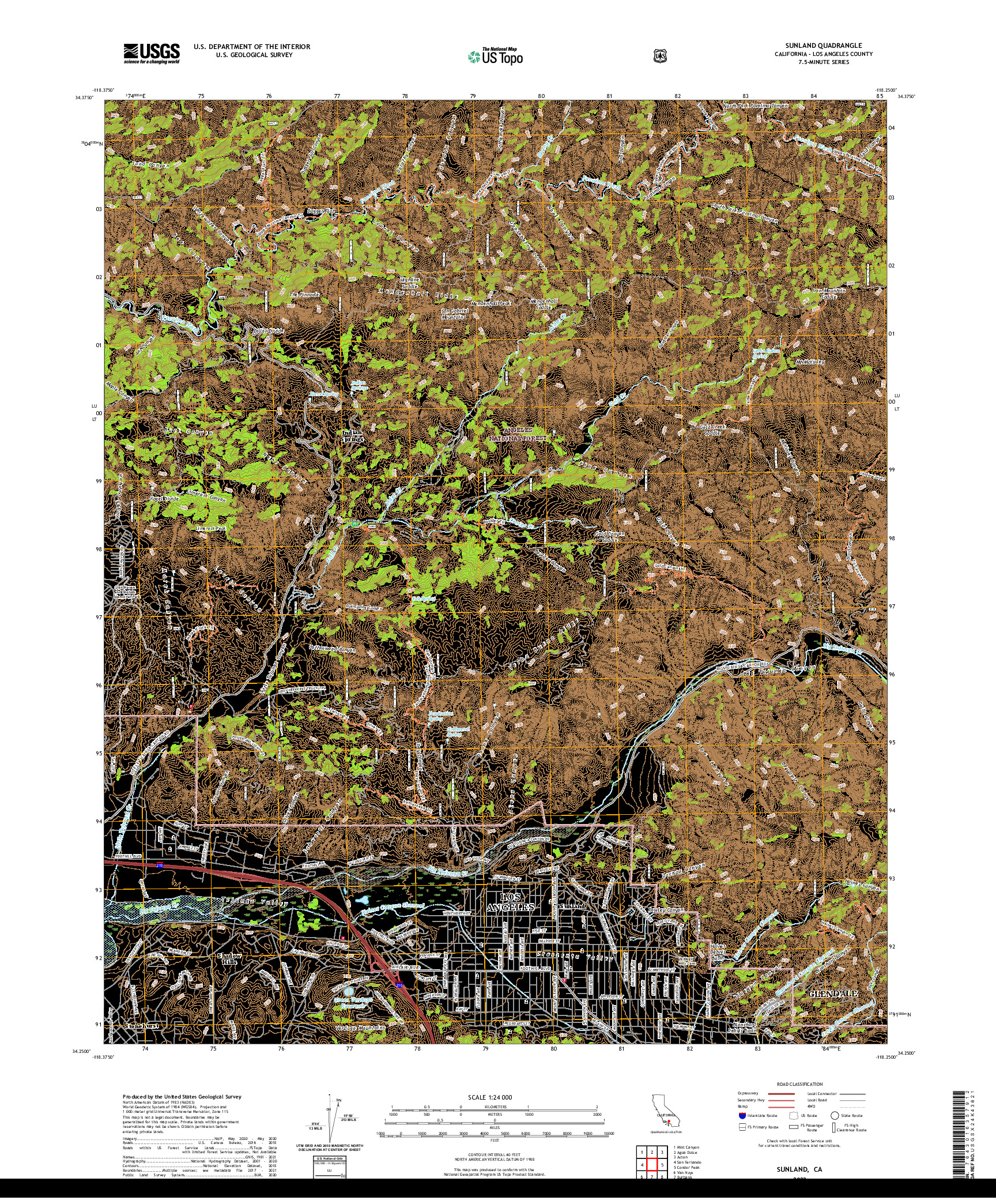 US TOPO 7.5-MINUTE MAP FOR SUNLAND, CA