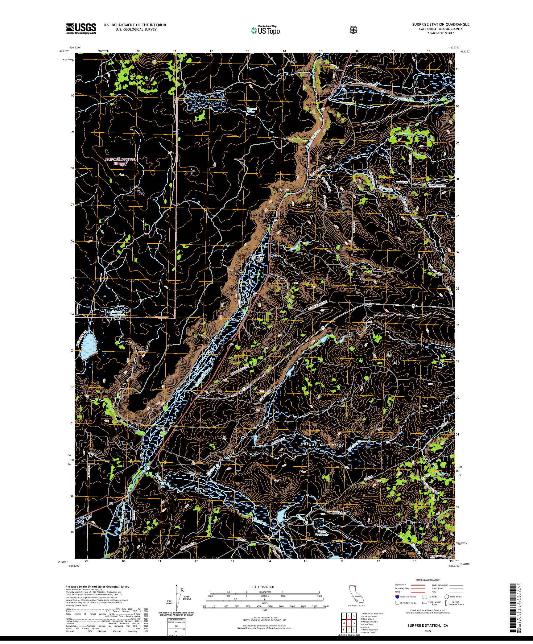 US TOPO 7.5-MINUTE MAP FOR SURPRISE STATION, CA