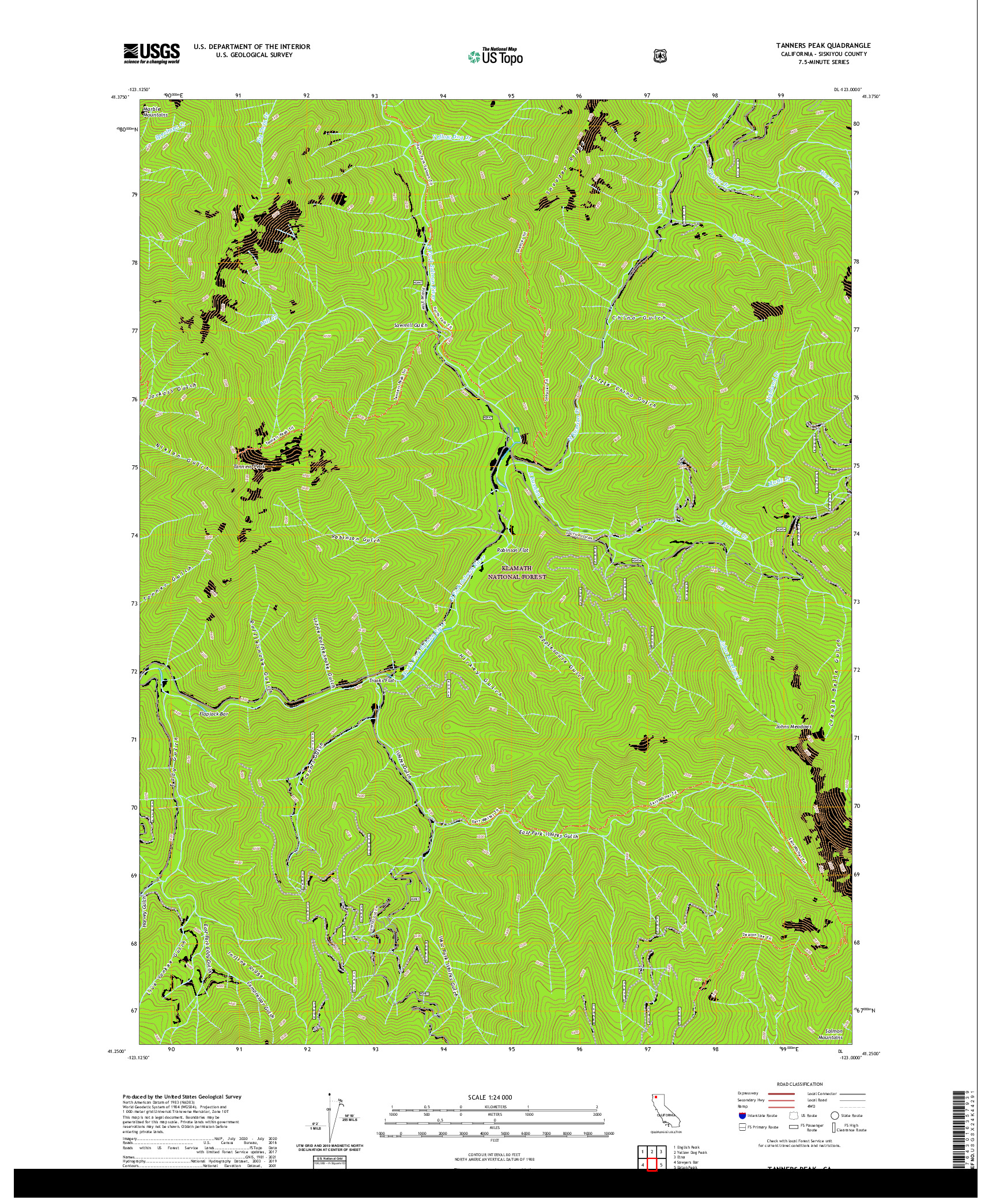 US TOPO 7.5-MINUTE MAP FOR TANNERS PEAK, CA