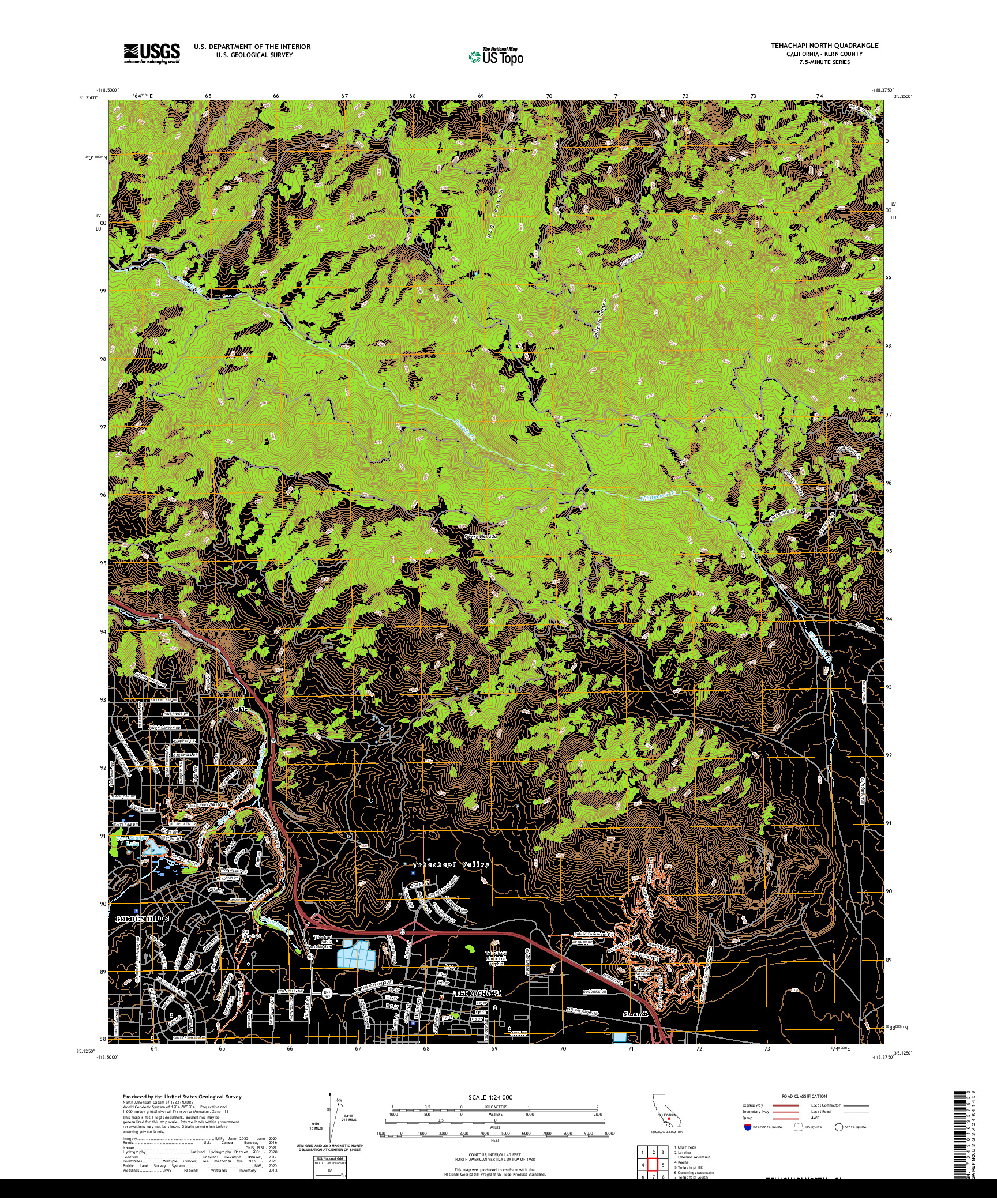 US TOPO 7.5-MINUTE MAP FOR TEHACHAPI NORTH, CA