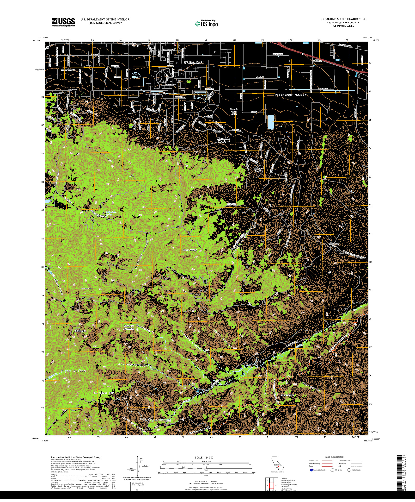 US TOPO 7.5-MINUTE MAP FOR TEHACHAPI SOUTH, CA