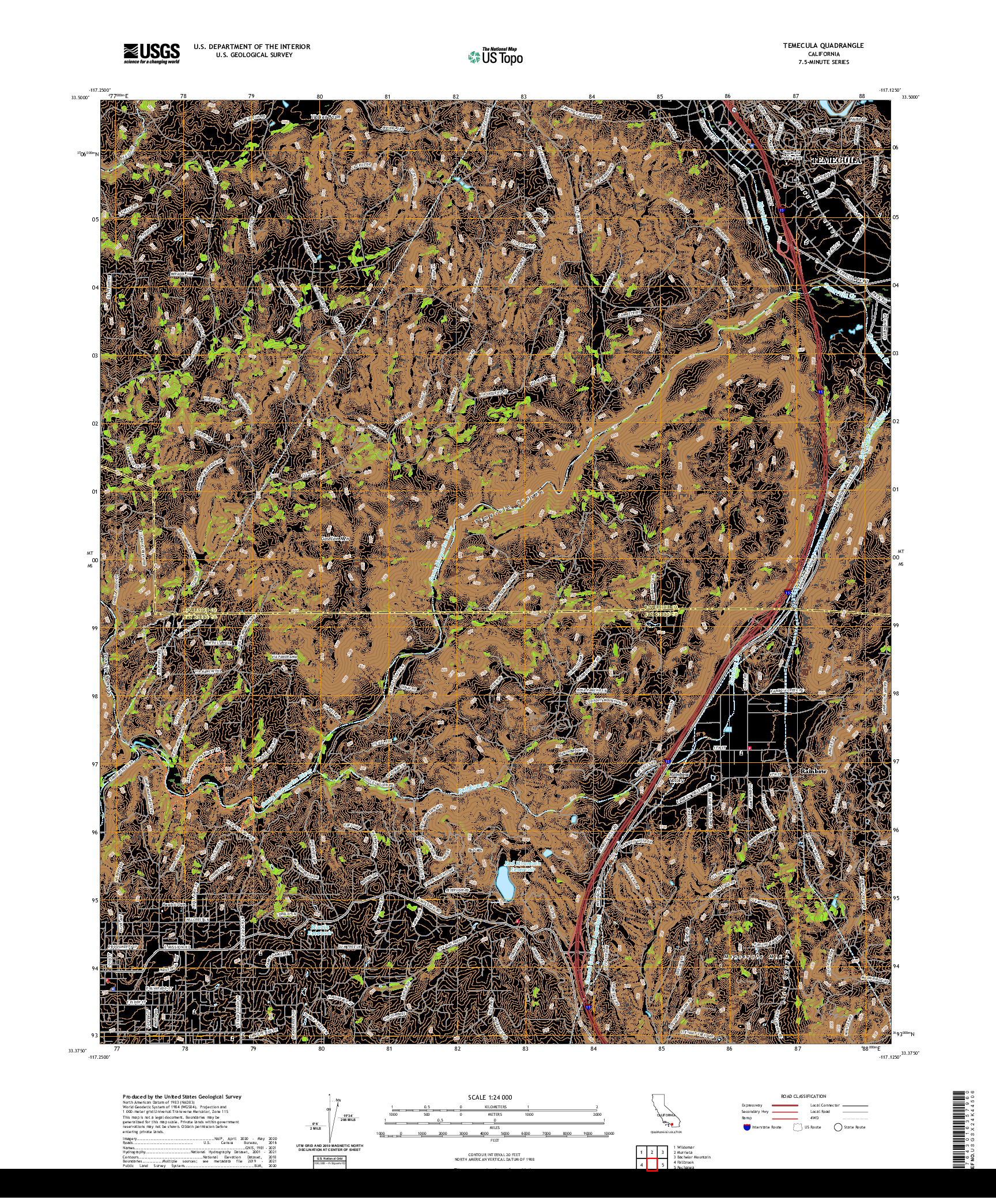 US TOPO 7.5-MINUTE MAP FOR TEMECULA, CA