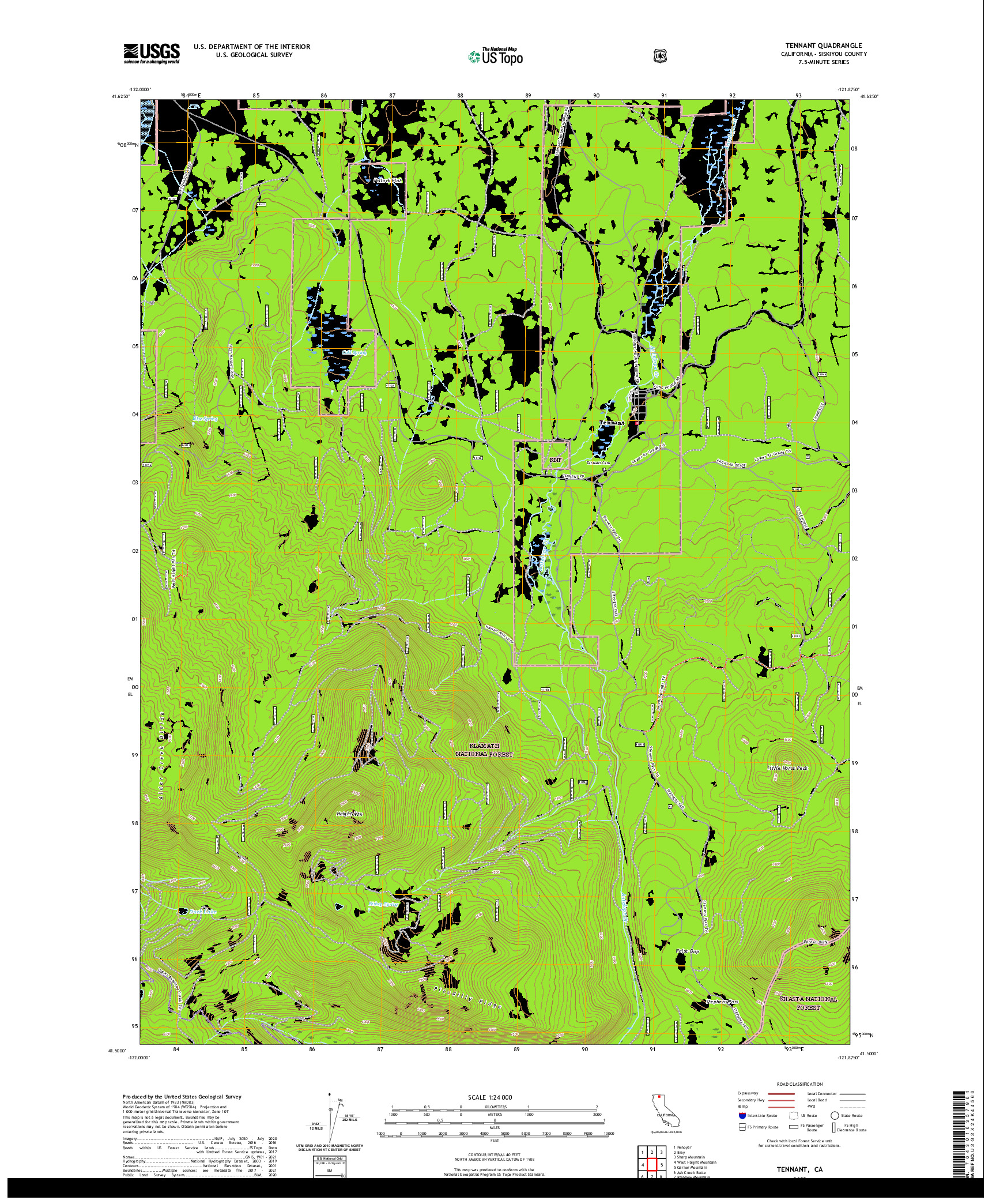 US TOPO 7.5-MINUTE MAP FOR TENNANT, CA