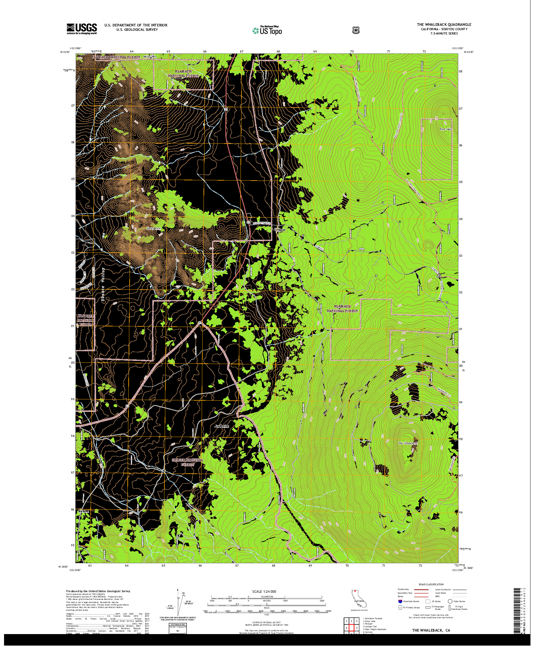 US TOPO 7.5-MINUTE MAP FOR THE WHALEBACK, CA