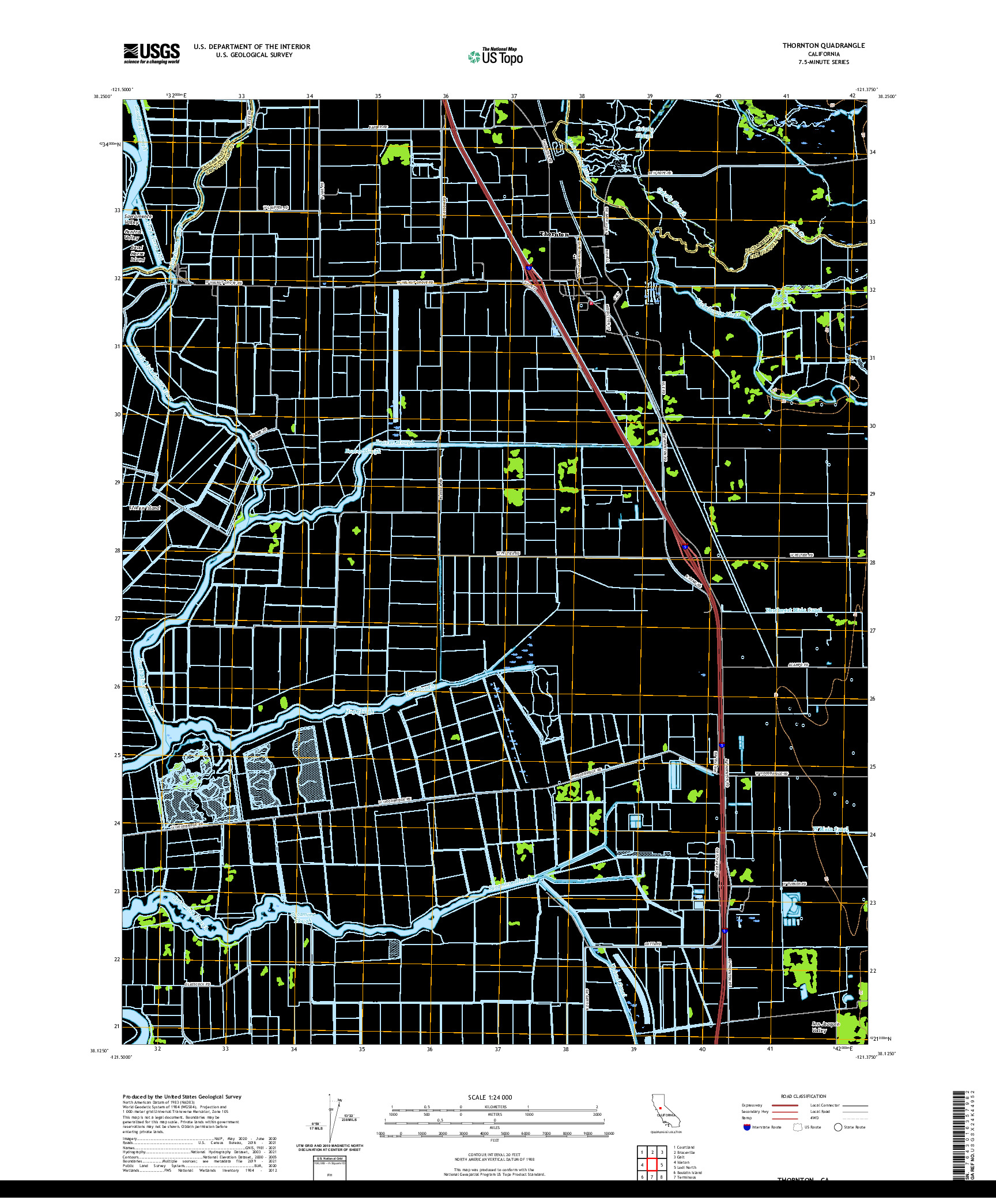 US TOPO 7.5-MINUTE MAP FOR THORNTON, CA