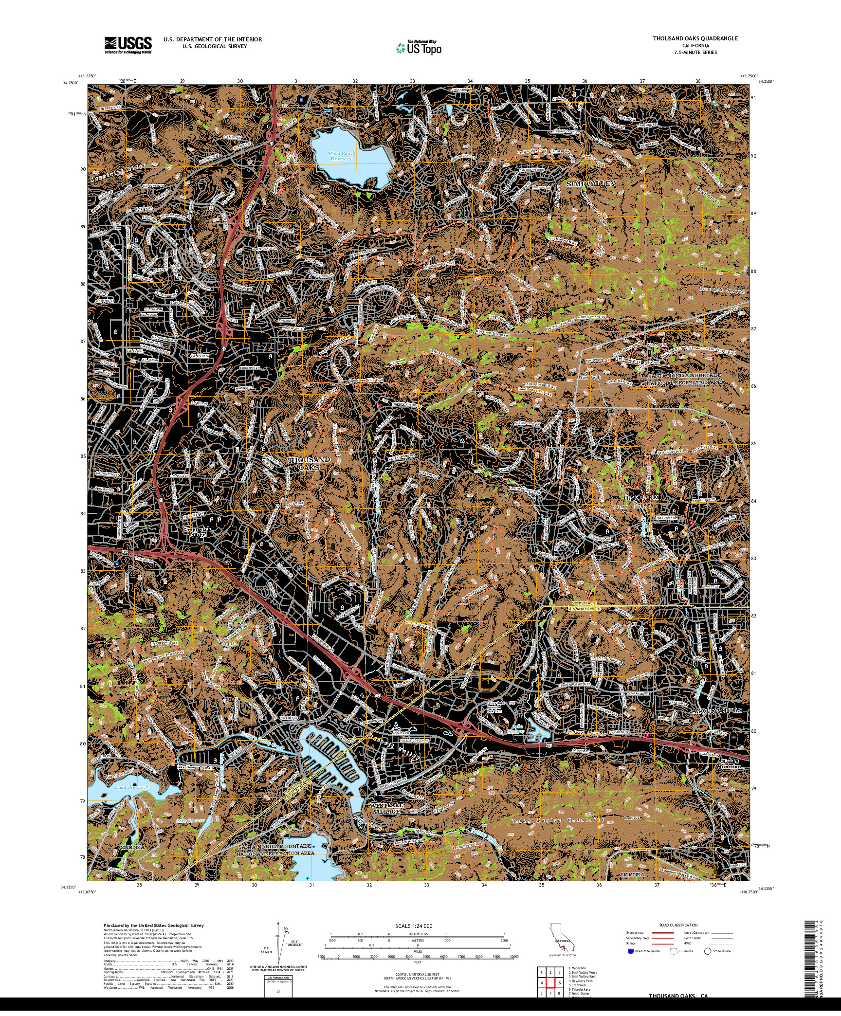 US TOPO 7.5-MINUTE MAP FOR THOUSAND OAKS, CA