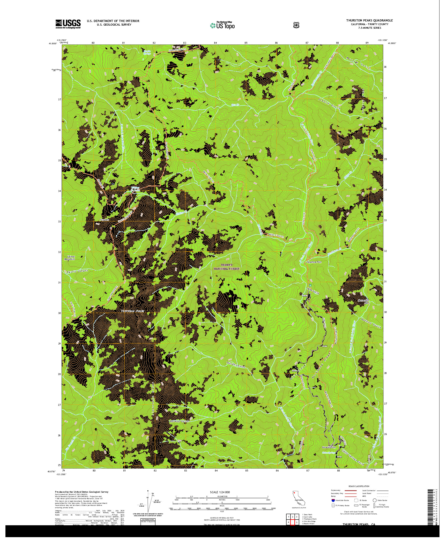 US TOPO 7.5-MINUTE MAP FOR THURSTON PEAKS, CA