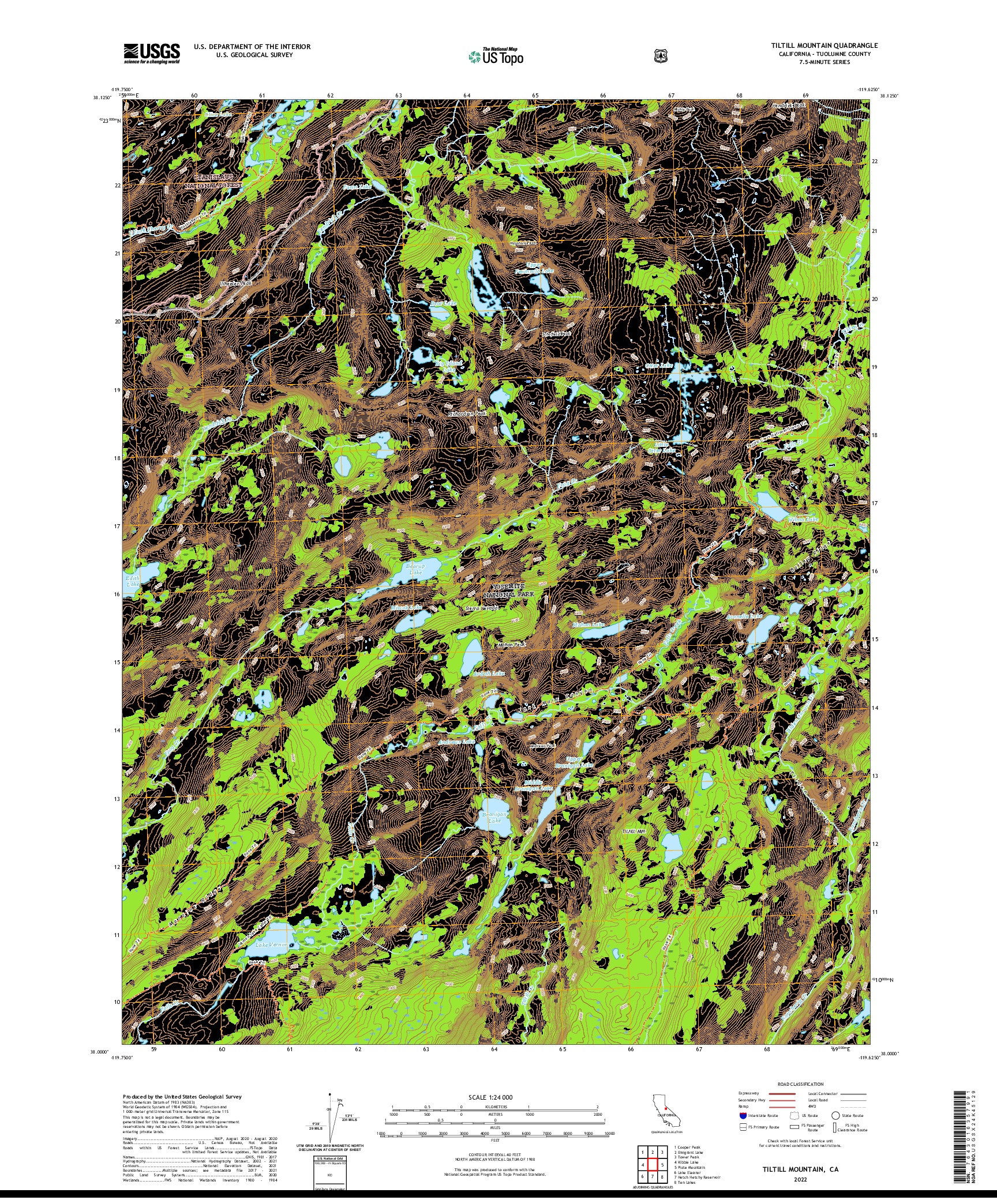 US TOPO 7.5-MINUTE MAP FOR TILTILL MOUNTAIN, CA