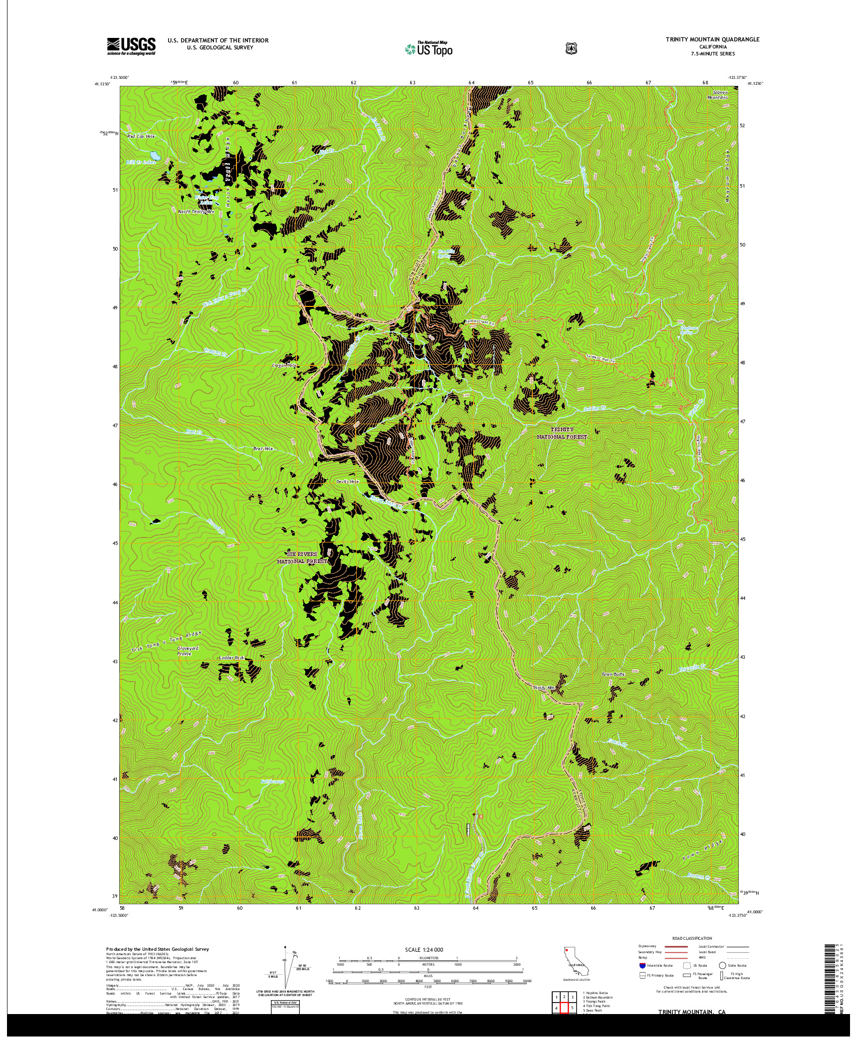 US TOPO 7.5-MINUTE MAP FOR TRINITY MOUNTAIN, CA