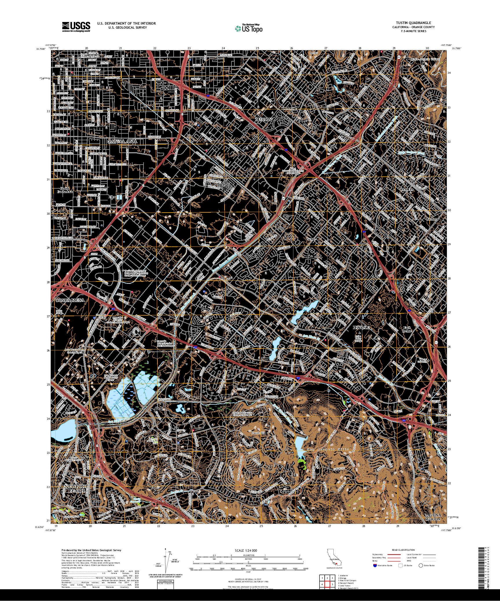 US TOPO 7.5-MINUTE MAP FOR TUSTIN, CA