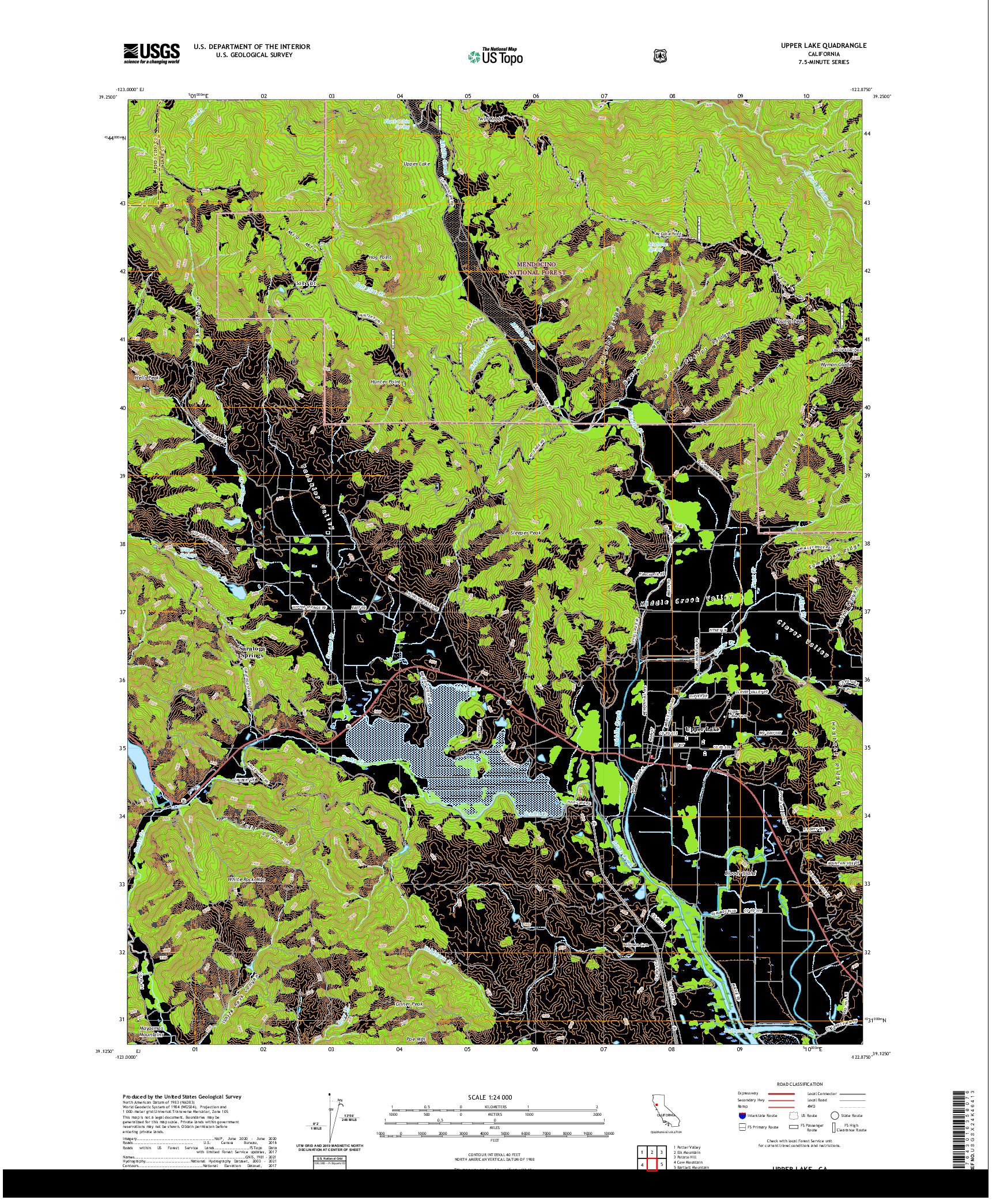 US TOPO 7.5-MINUTE MAP FOR UPPER LAKE, CA