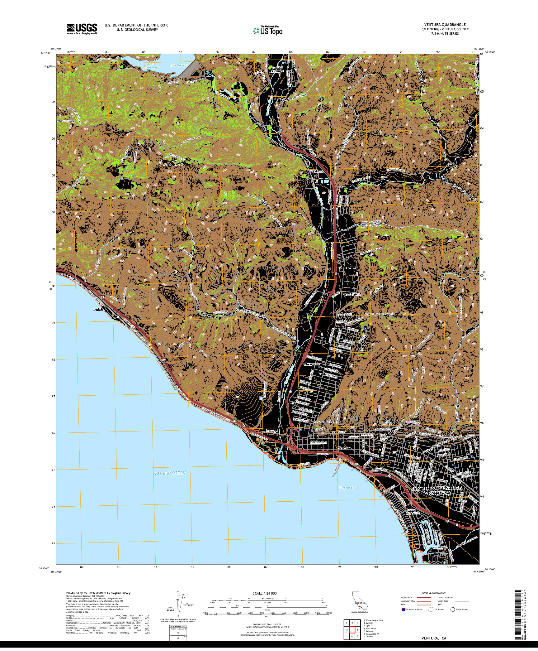 US TOPO 7.5-MINUTE MAP FOR VENTURA, CA