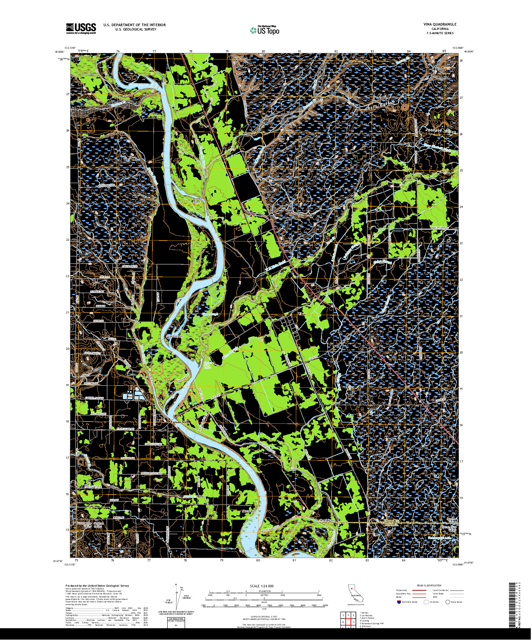 US TOPO 7.5-MINUTE MAP FOR VINA, CA