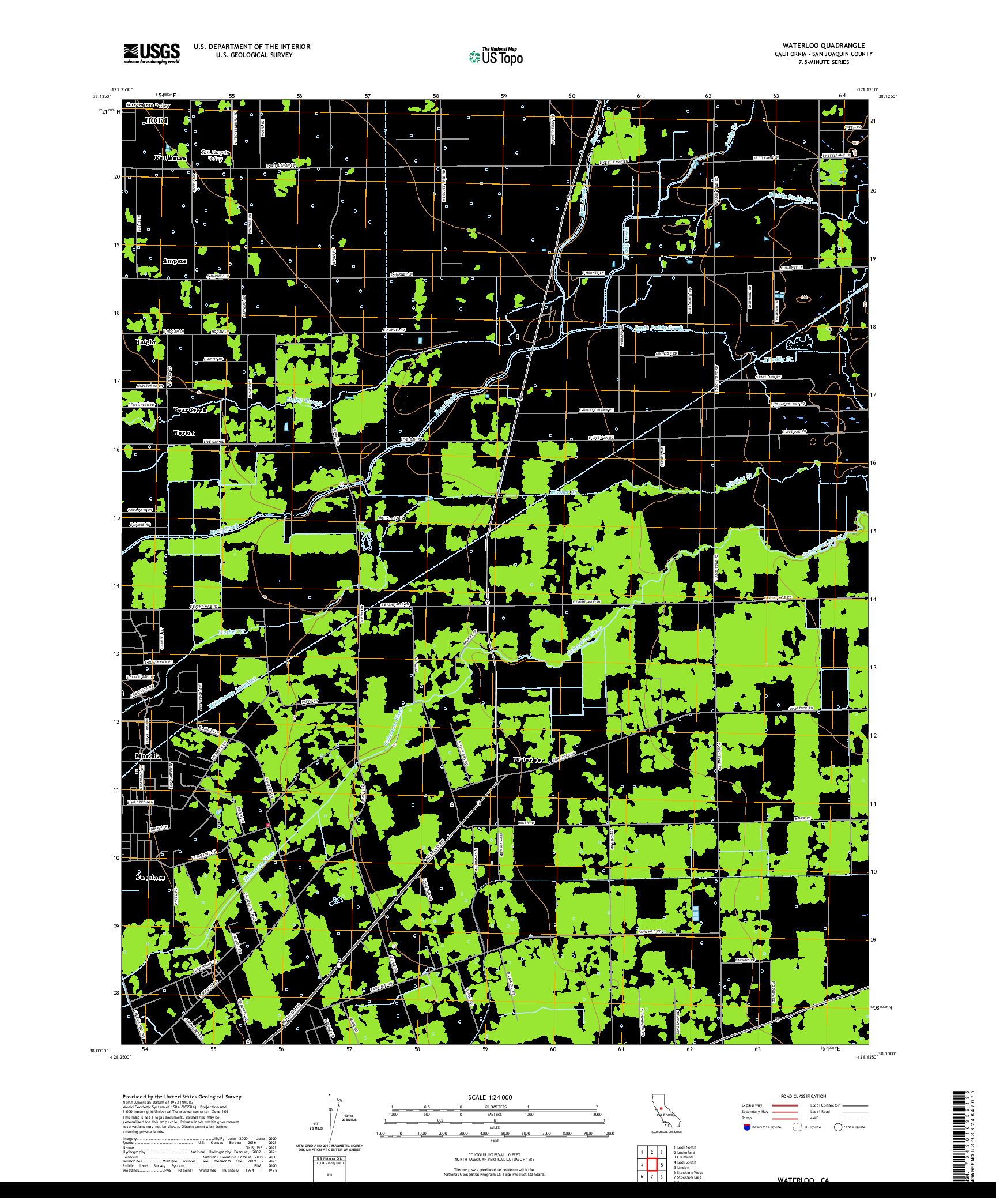 US TOPO 7.5-MINUTE MAP FOR WATERLOO, CA