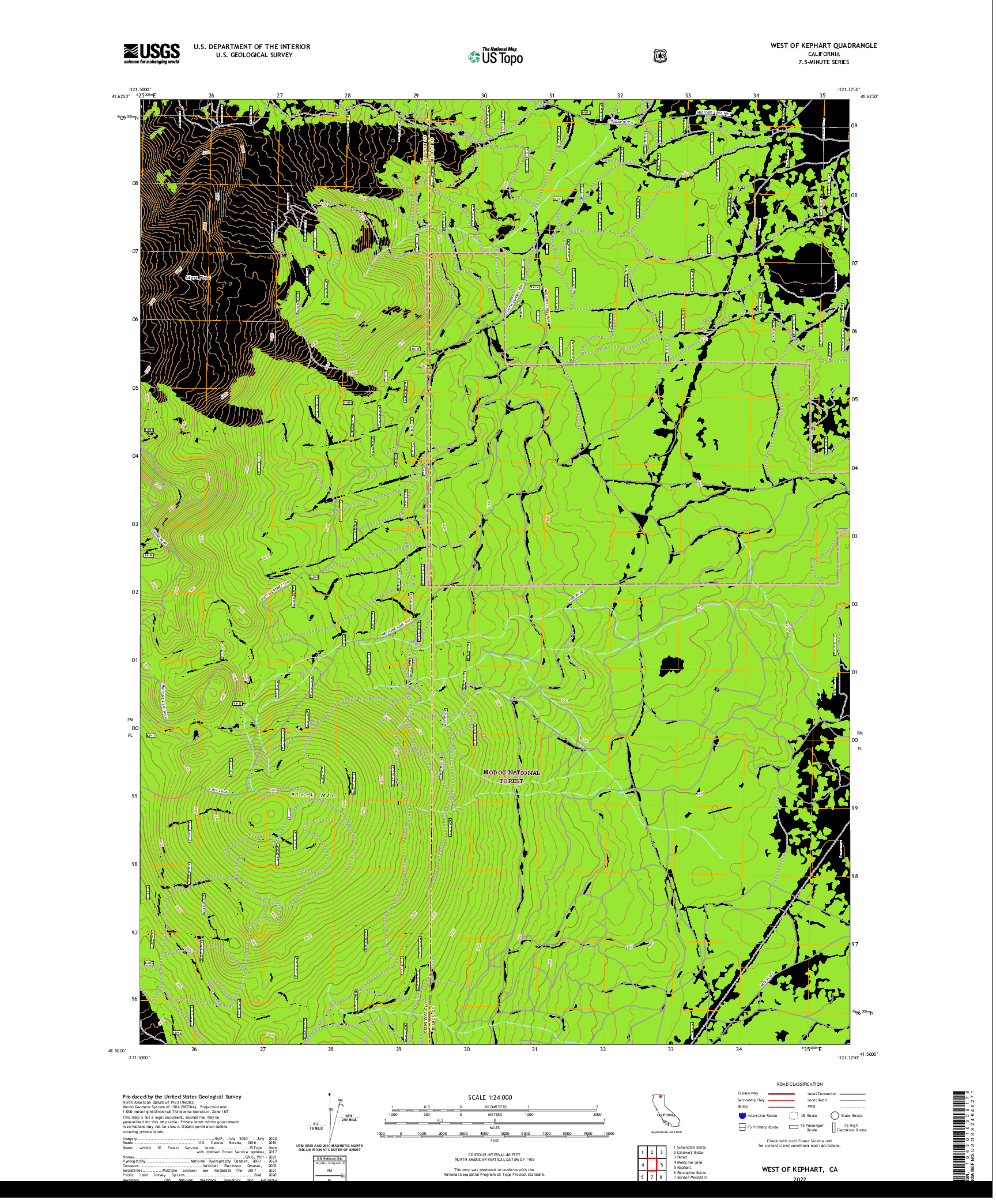 US TOPO 7.5-MINUTE MAP FOR WEST OF KEPHART, CA