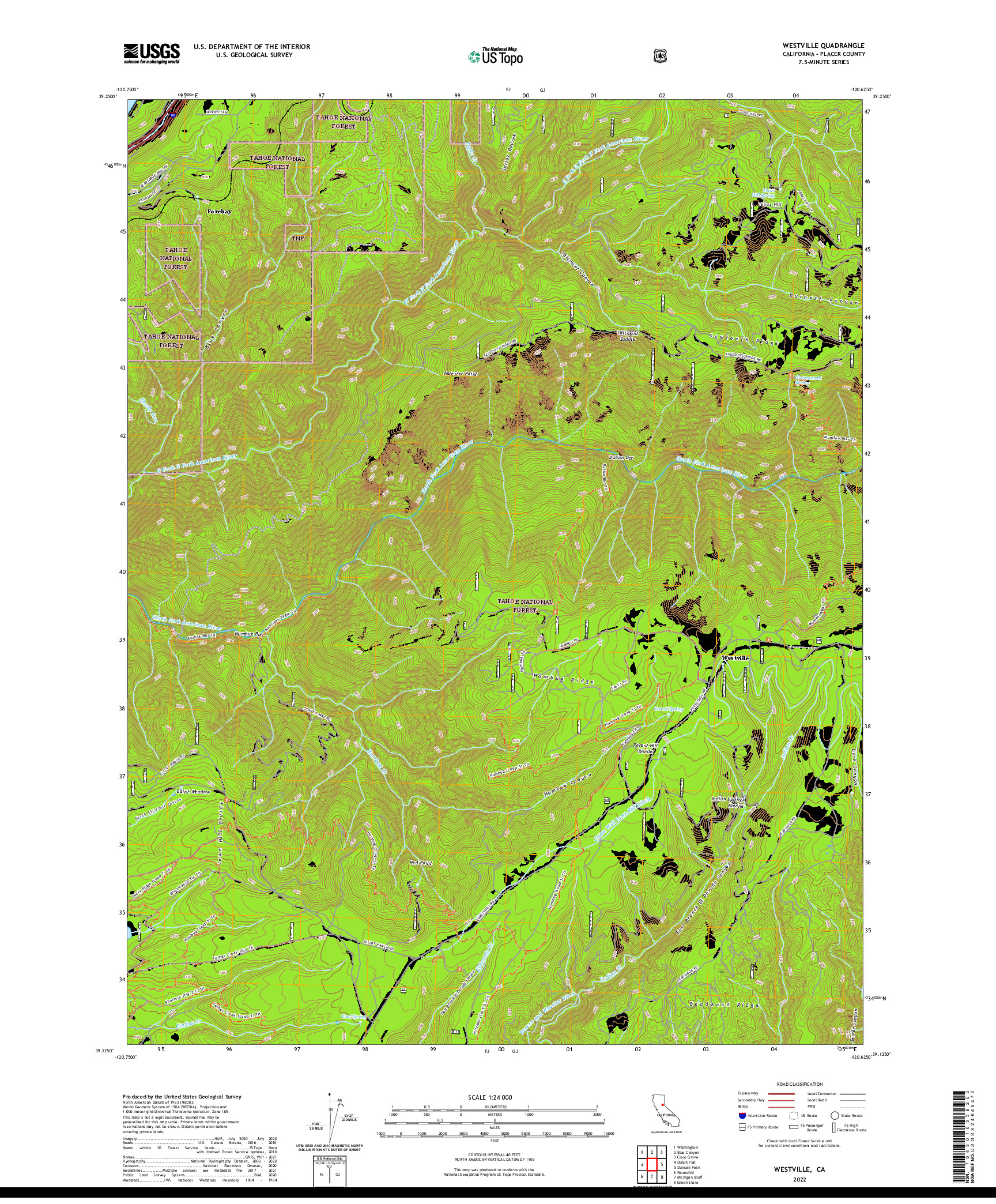 US TOPO 7.5-MINUTE MAP FOR WESTVILLE, CA