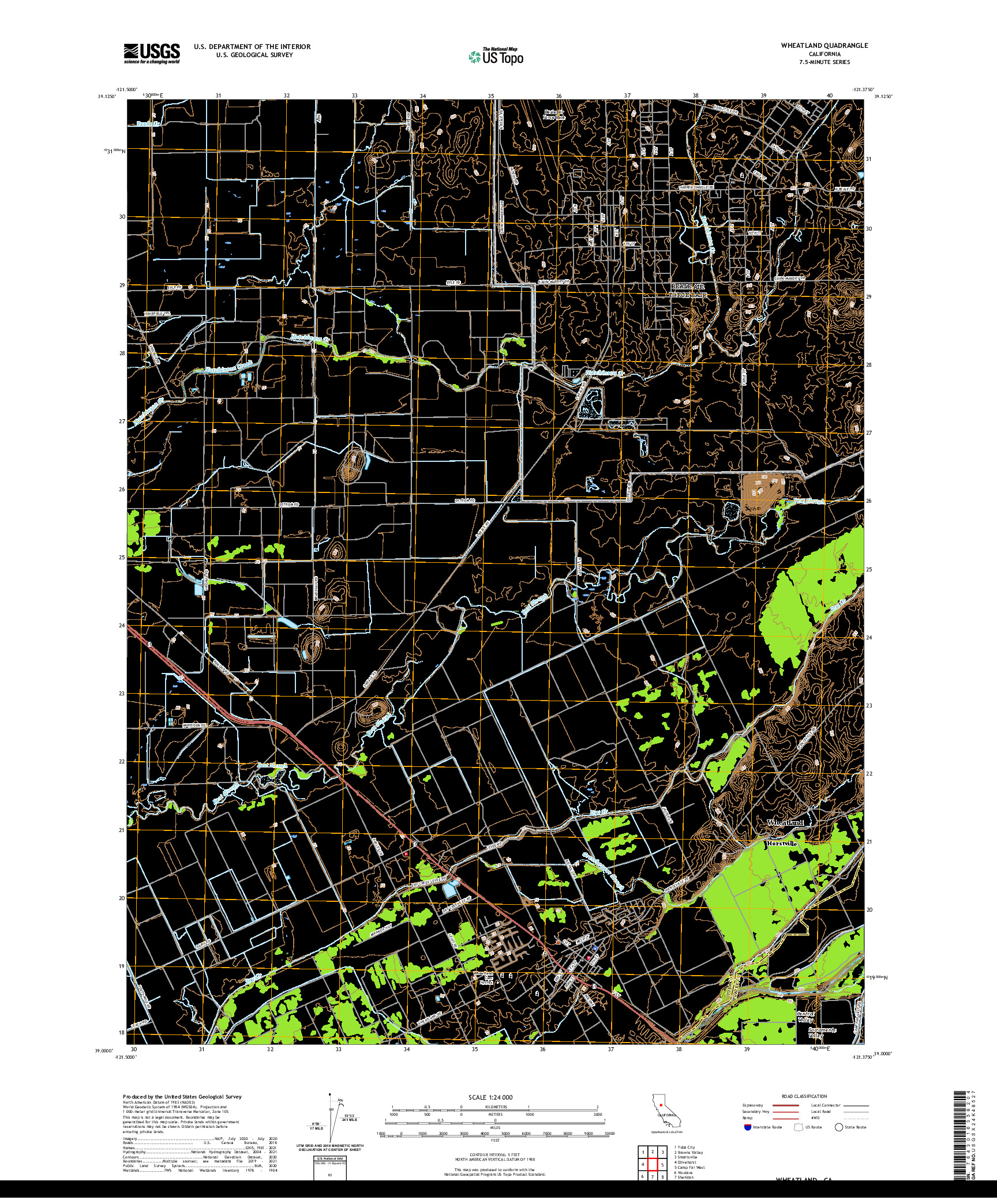 US TOPO 7.5-MINUTE MAP FOR WHEATLAND, CA