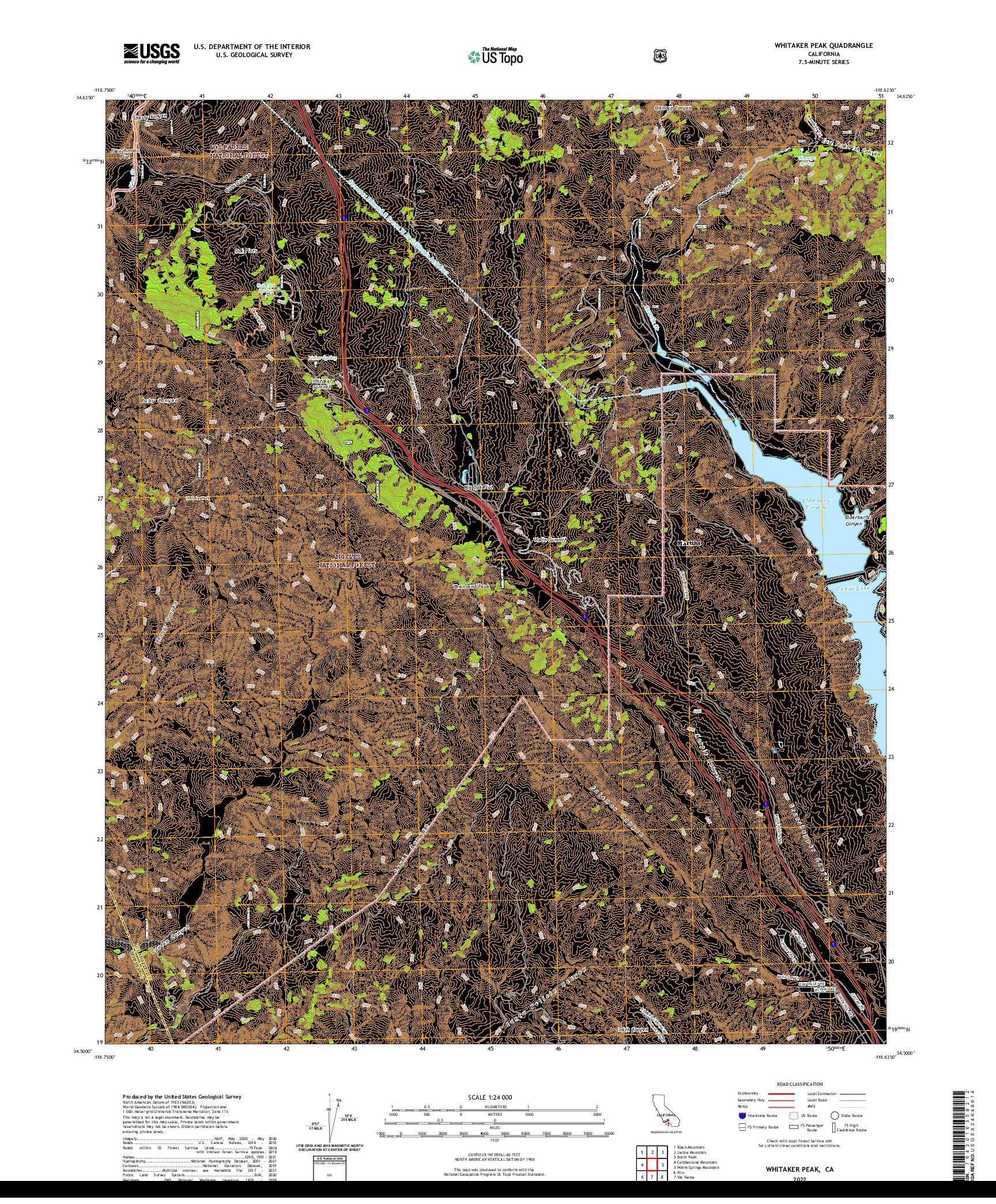 US TOPO 7.5-MINUTE MAP FOR WHITAKER PEAK, CA