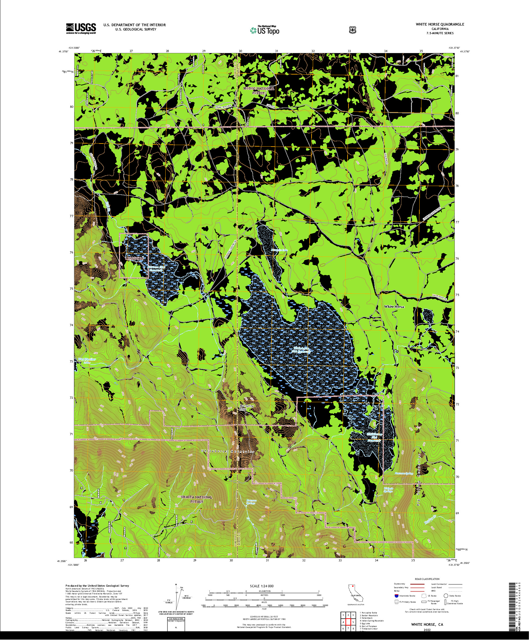 US TOPO 7.5-MINUTE MAP FOR WHITE HORSE, CA