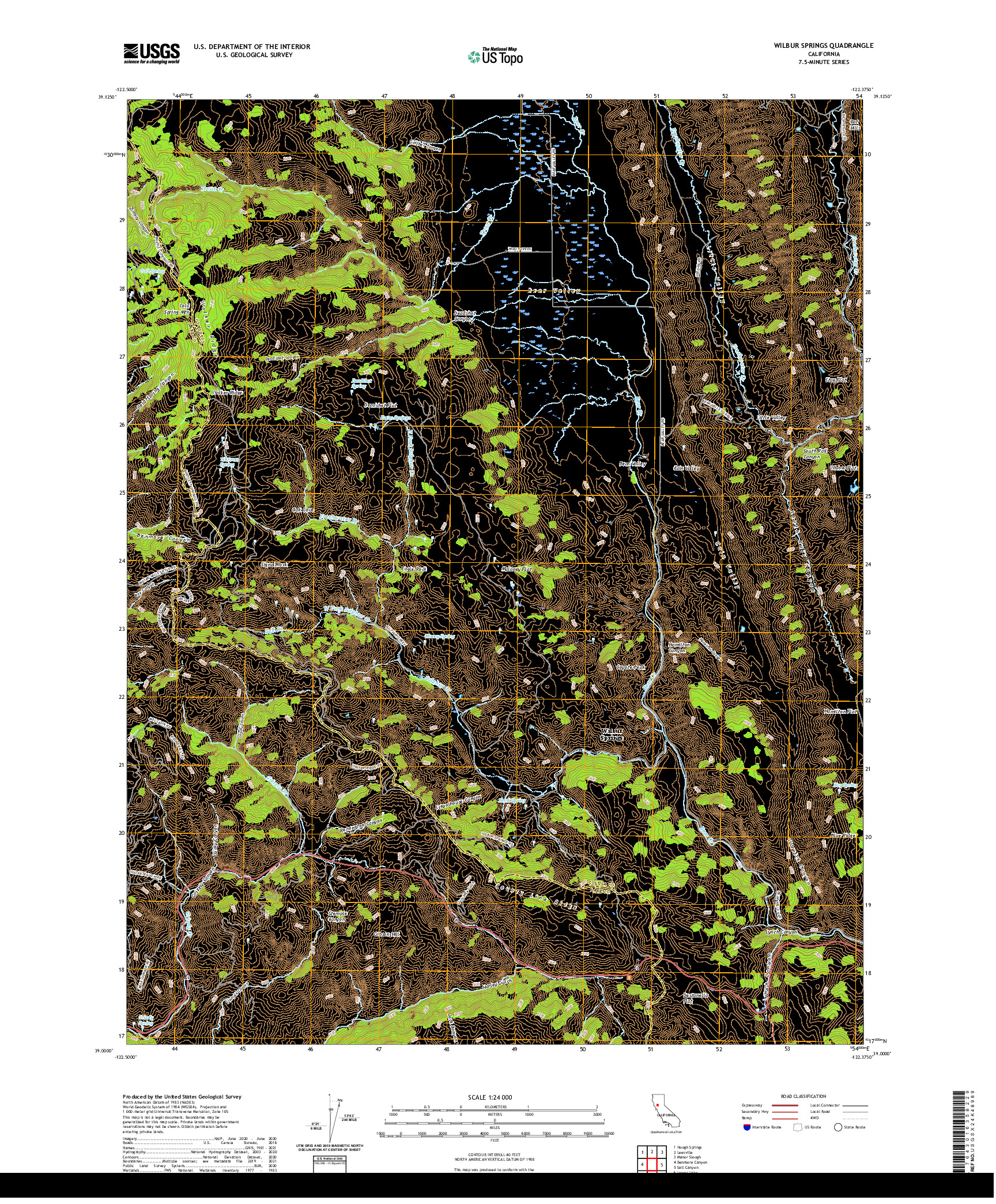 US TOPO 7.5-MINUTE MAP FOR WILBUR SPRINGS, CA