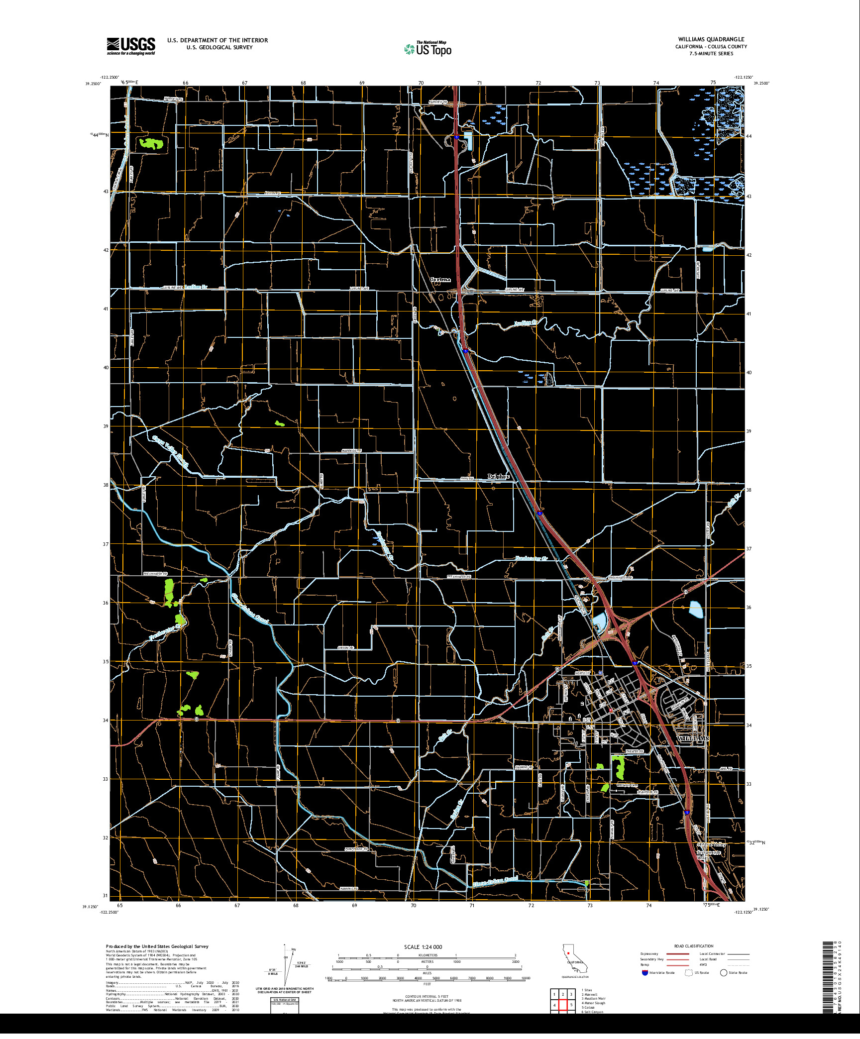 US TOPO 7.5-MINUTE MAP FOR WILLIAMS, CA