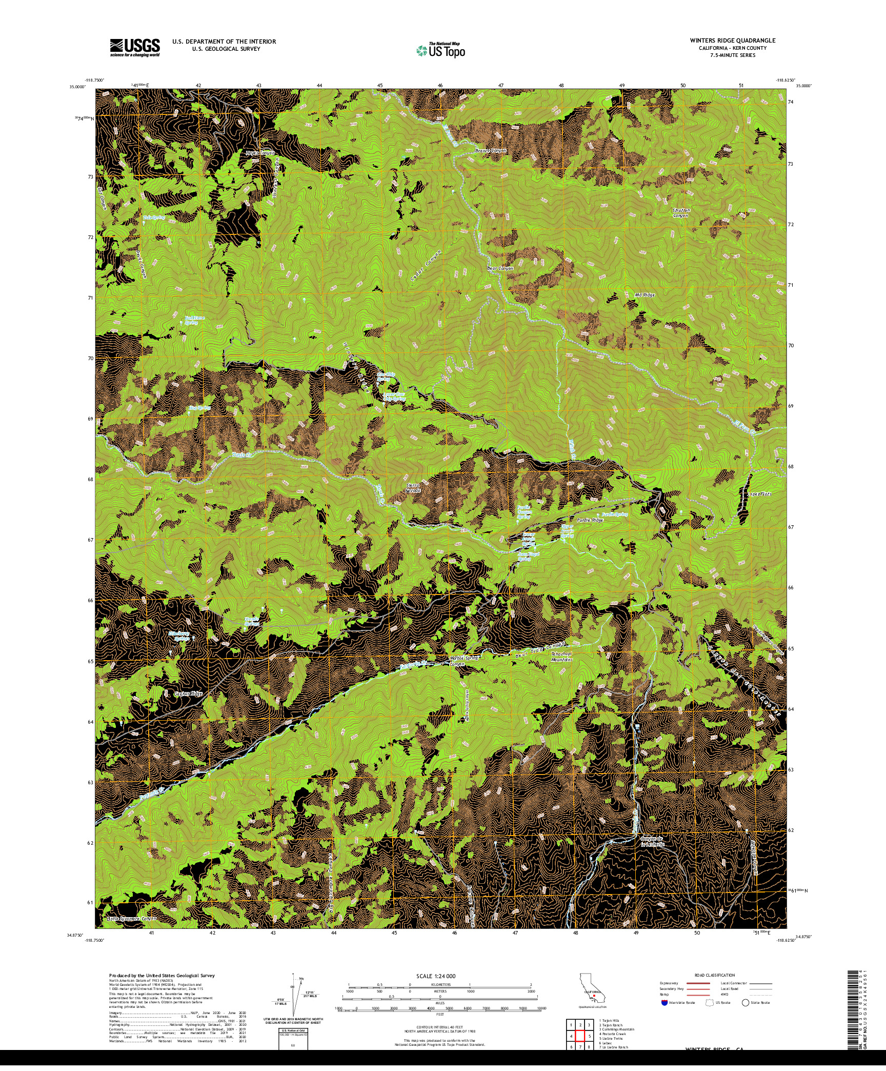 US TOPO 7.5-MINUTE MAP FOR WINTERS RIDGE, CA