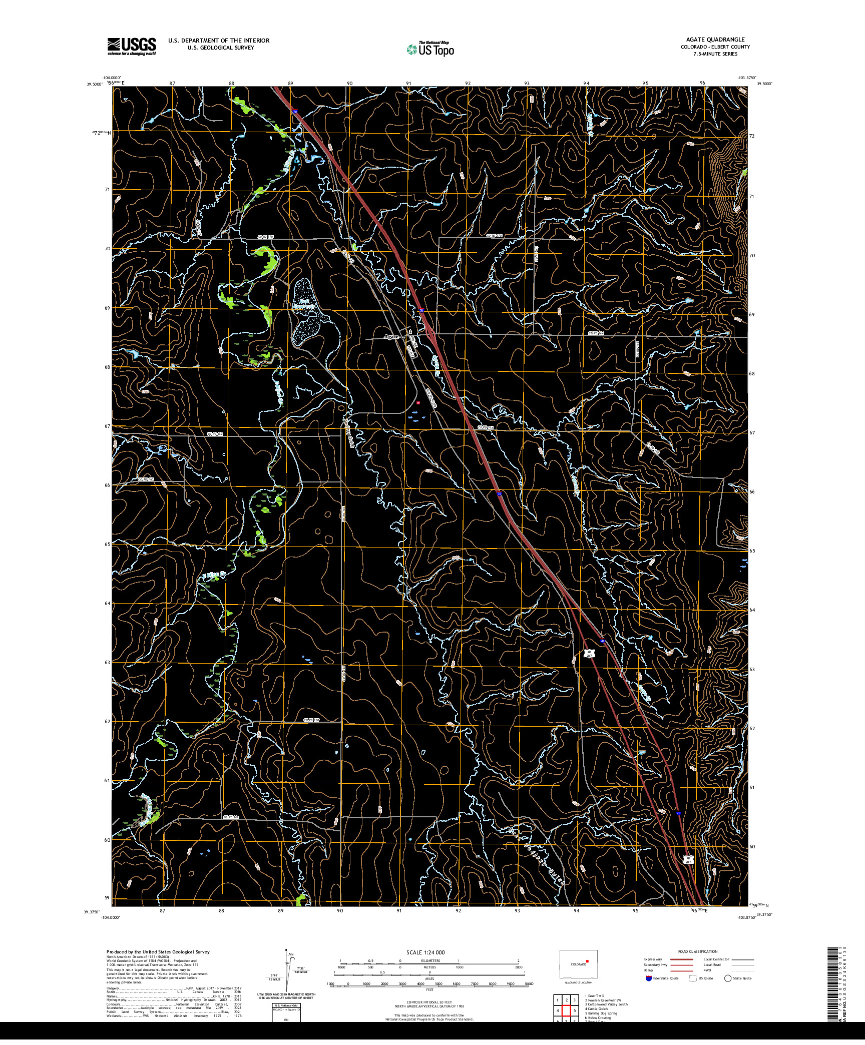 US TOPO 7.5-MINUTE MAP FOR AGATE, CO
