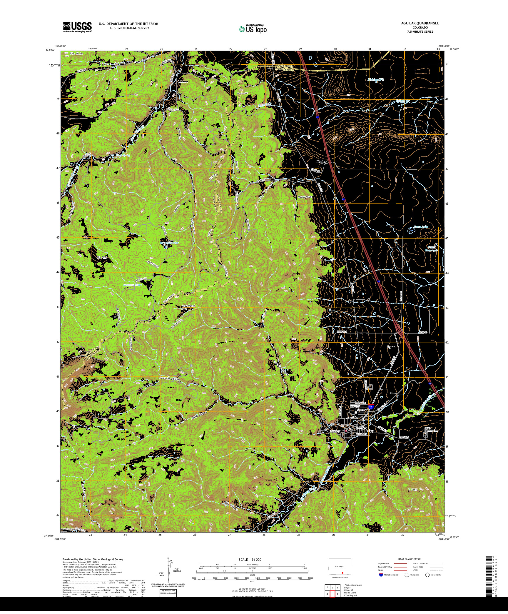 US TOPO 7.5-MINUTE MAP FOR AGUILAR, CO